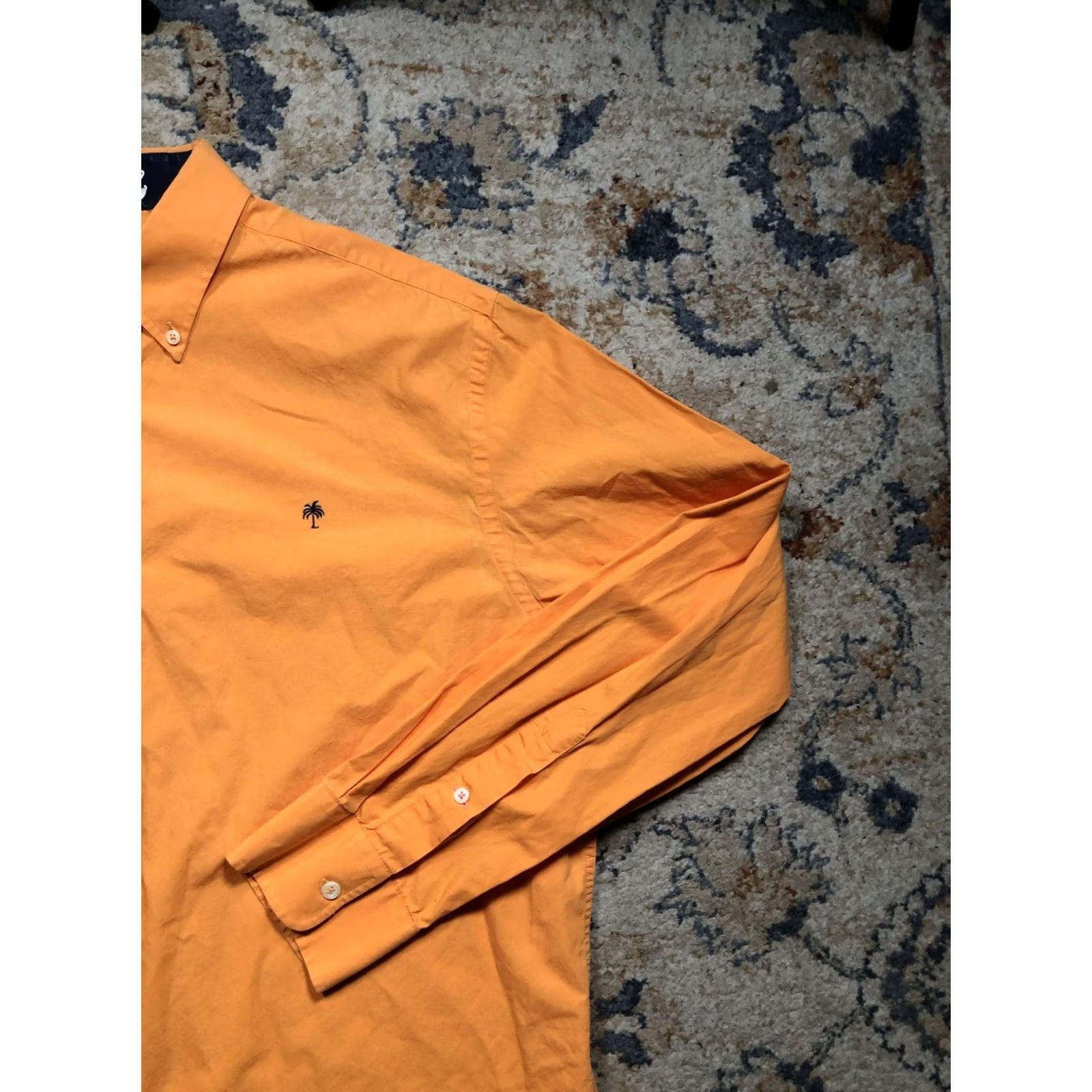 Lilly Pulitzer VINTAGE Lilly Pulitzer Shirt Mens XL Orange Button Down Palm Beach Poplin Palm Tree Size US XL / EU 56 / 4 - 4 Thumbnail