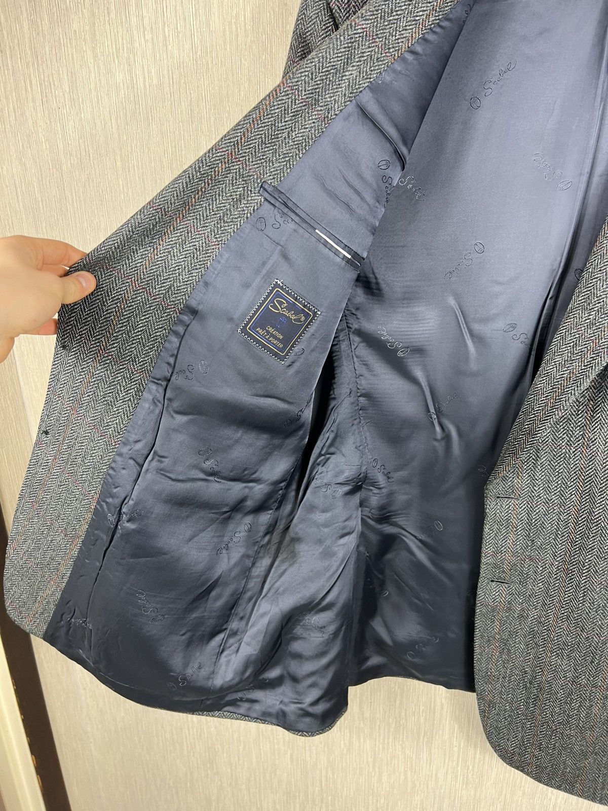 SCABAL Vintage 80s Scabal wool herringbone blazer jacket tweed Size US L / EU 52-54 / 3 - 21 Thumbnail