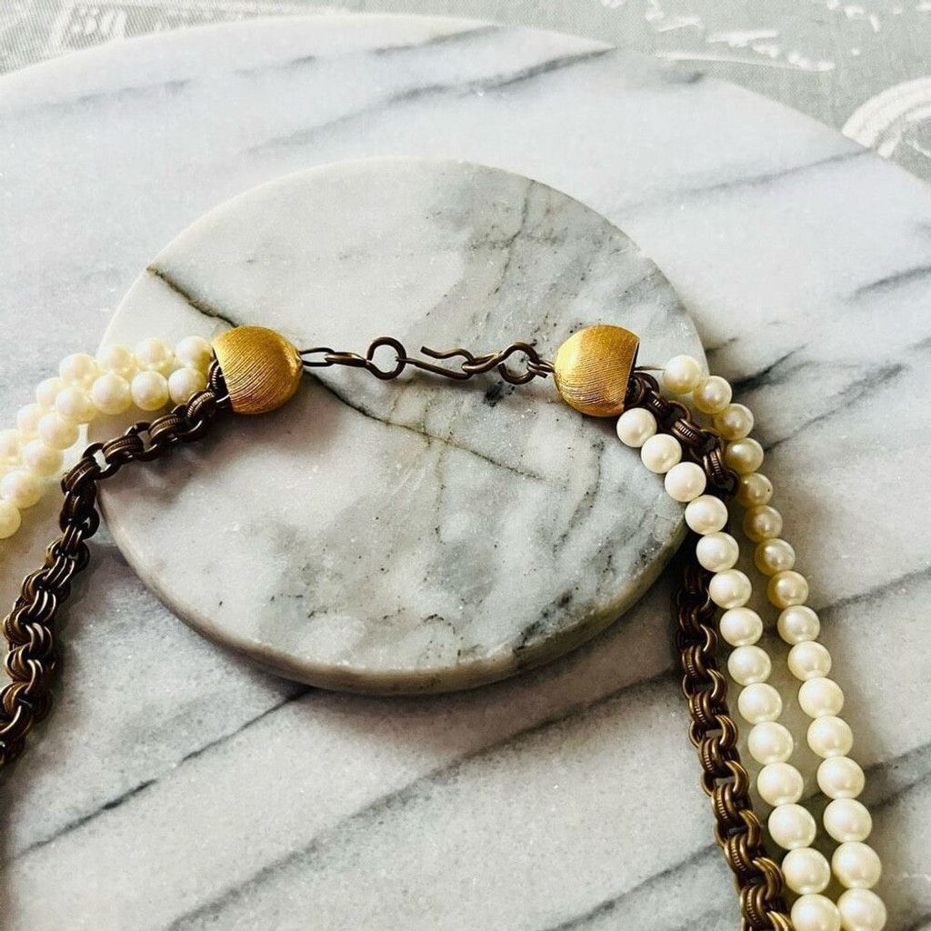 Vintage Vintage Pearl and Chain Layered Necklace Gold Toned Size ONE SIZE - 3 Thumbnail
