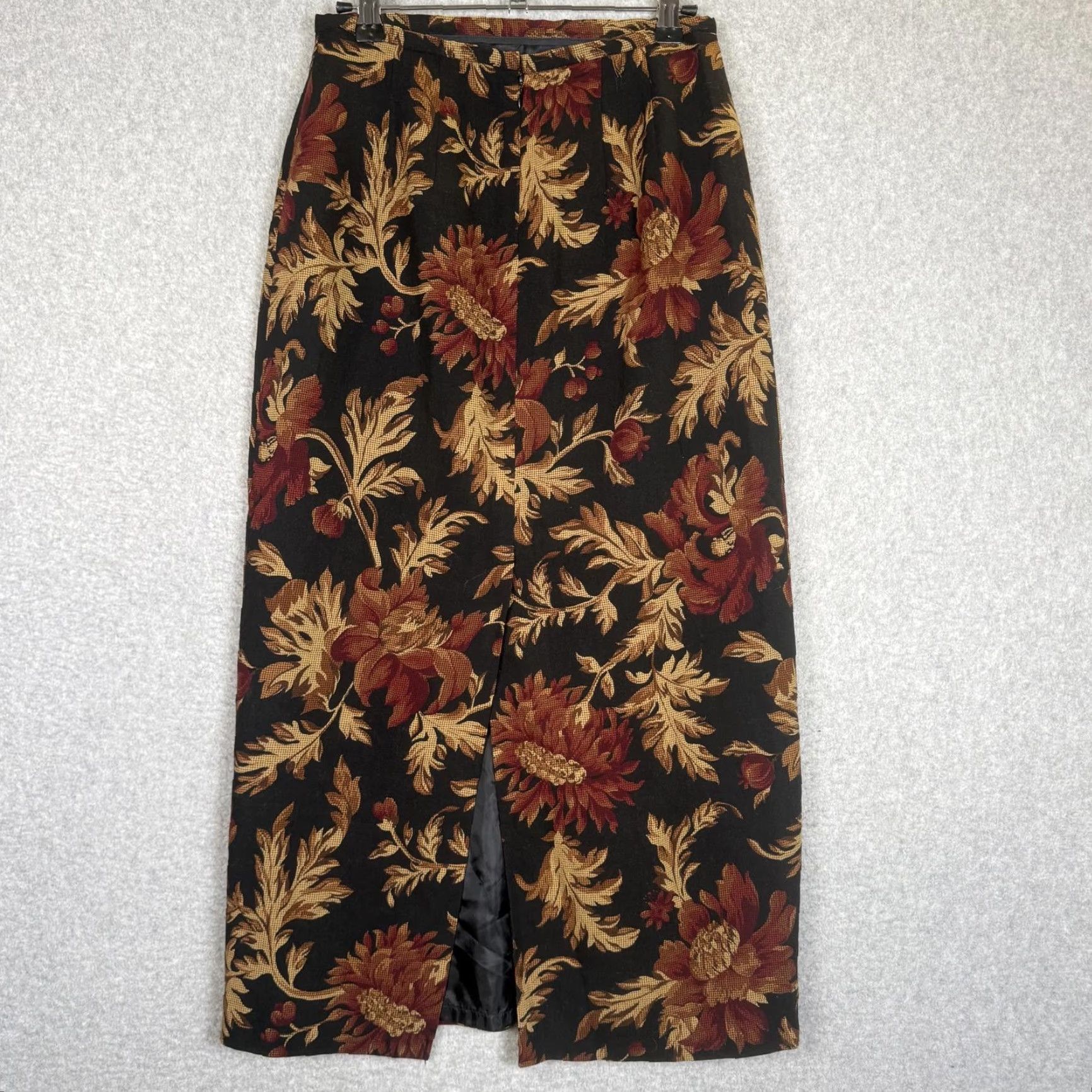 Talbots VINTAGE Talbots Skirt Maxi Womens Size 4 Black Floral Tapestry Print 100% Wool Womens, Regular, USA, Long Size 27" / US 4 / IT 40 - 6 Thumbnail