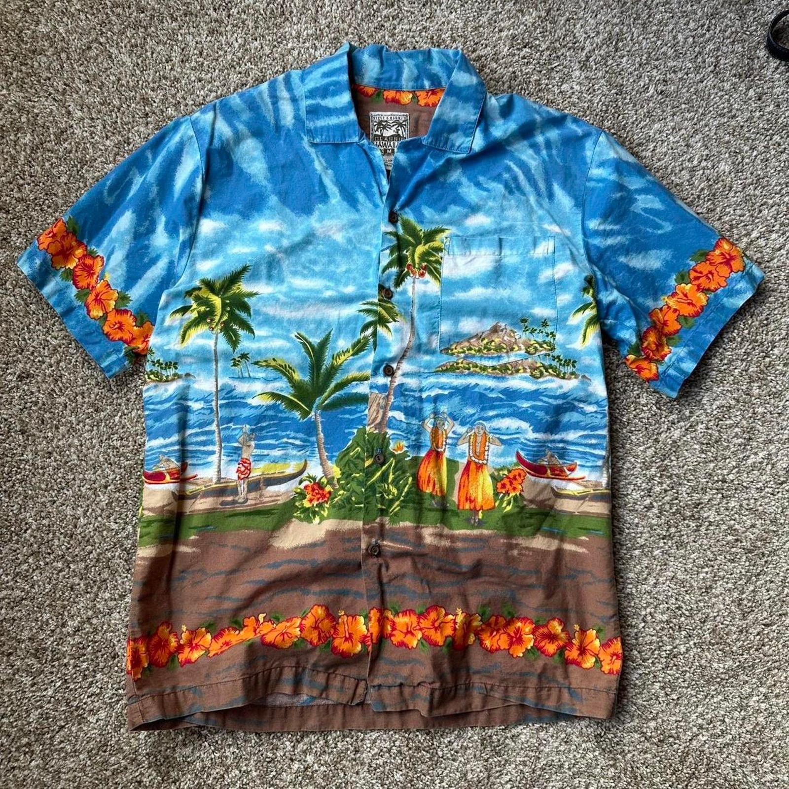 Vintage Vintage 90s Y2K Blue Hawaiian Aloha Costal AOP Button Up Size US M / EU 48-50 / 2 - 1 Thumbnail