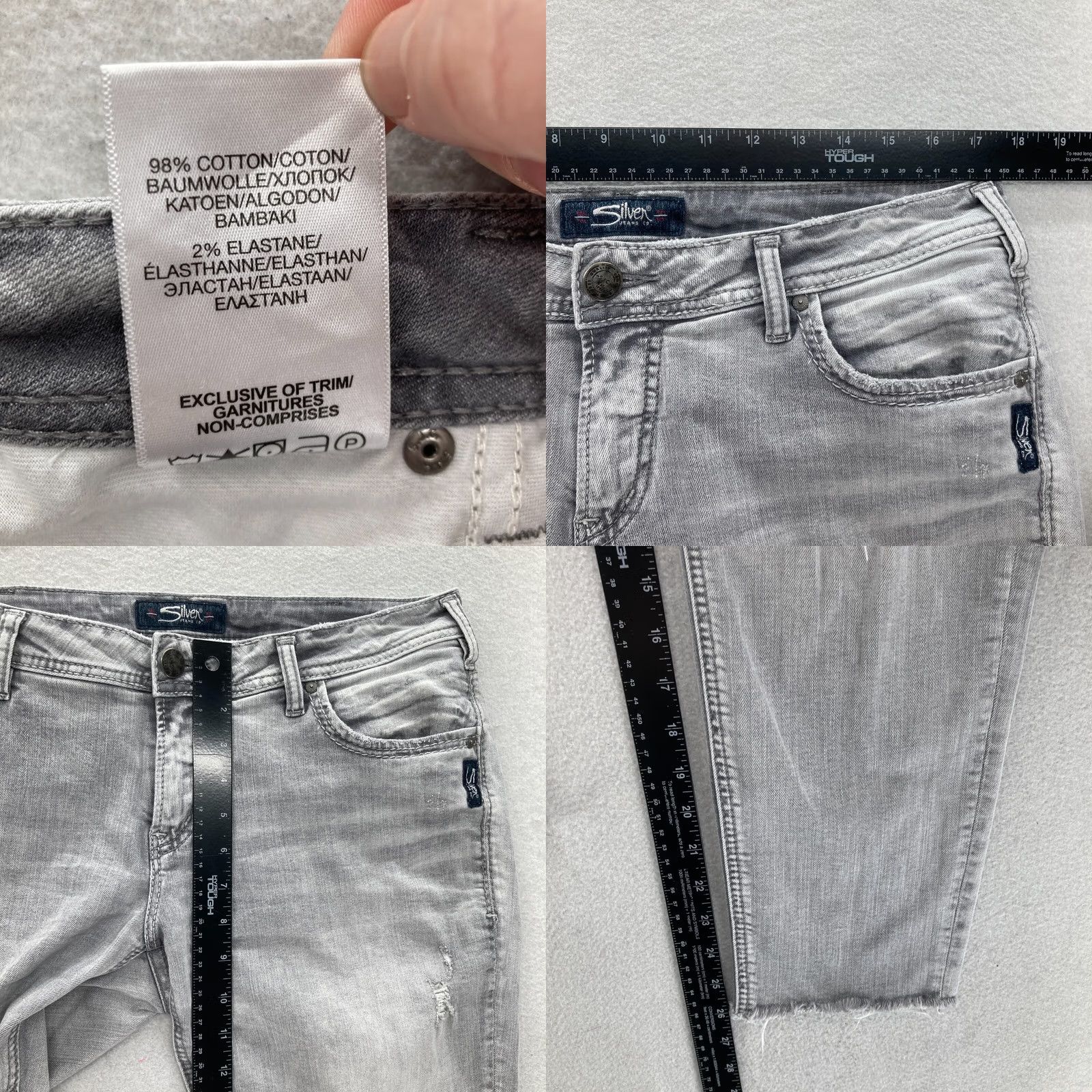 Silver Jeans Co. Silver Jeans Kenni Skinny Ankle Women's 31x27 Gray Stretch Denim Distressed Y2K Jeans Size 24" / US 00 / IT 34 - 8 Thumbnail