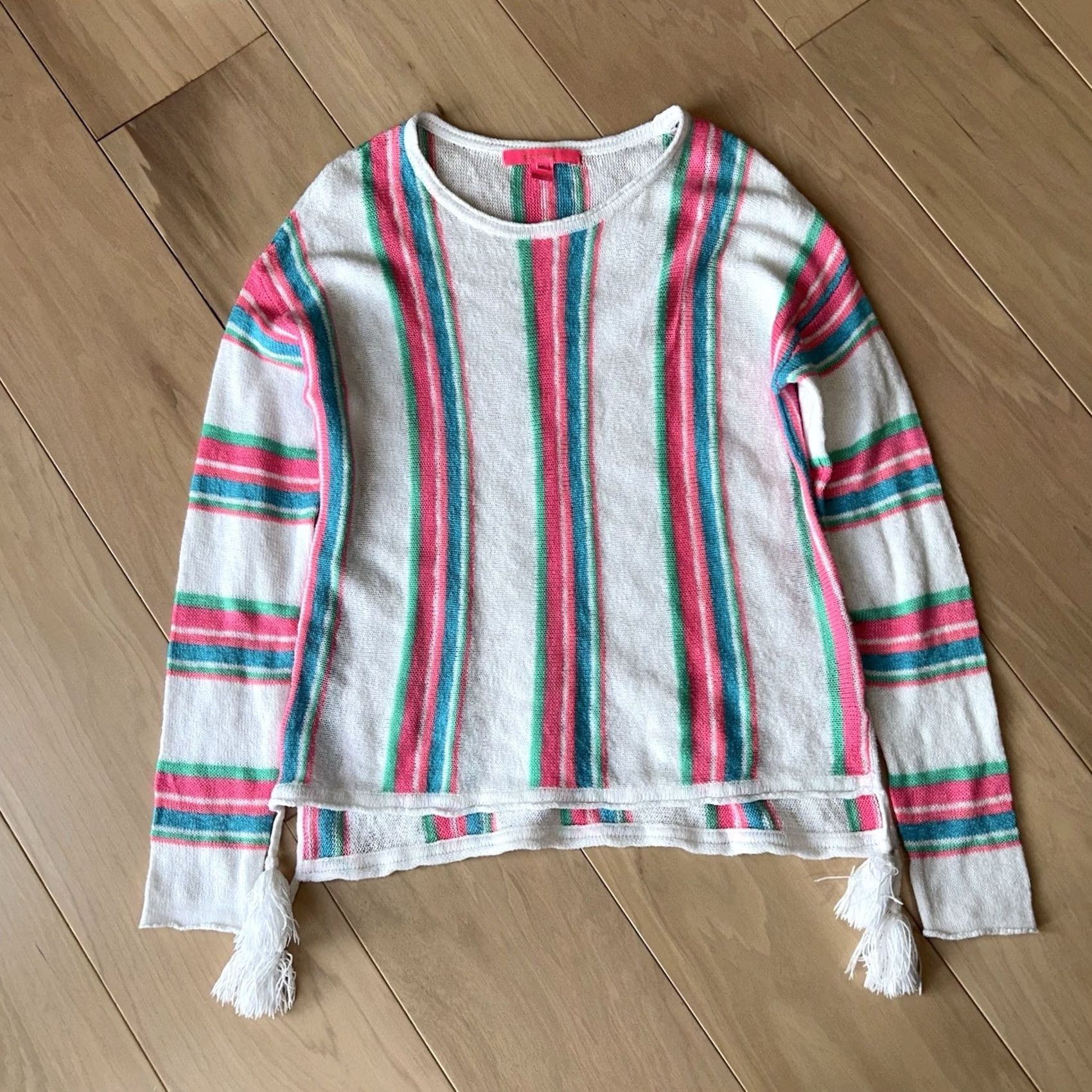 Lilly Pulitzer Lilly Pulitzer Rozalia Striped Tassel Sweater Women’s S Knit Open-Knit Multicolor Casual Pullover Size S / US 4 / IT 40 - 2 Thumbnail