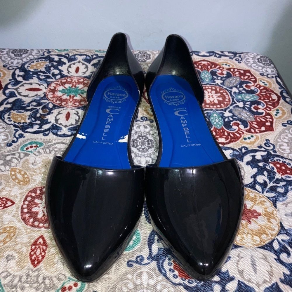 Jeffrey Campbell Jeffery Campbell, Havana Last Jelly Flat D’Orsay Solid Black Patent Women’s 6 M Size US 6 / IT 36 - 6 Thumbnail