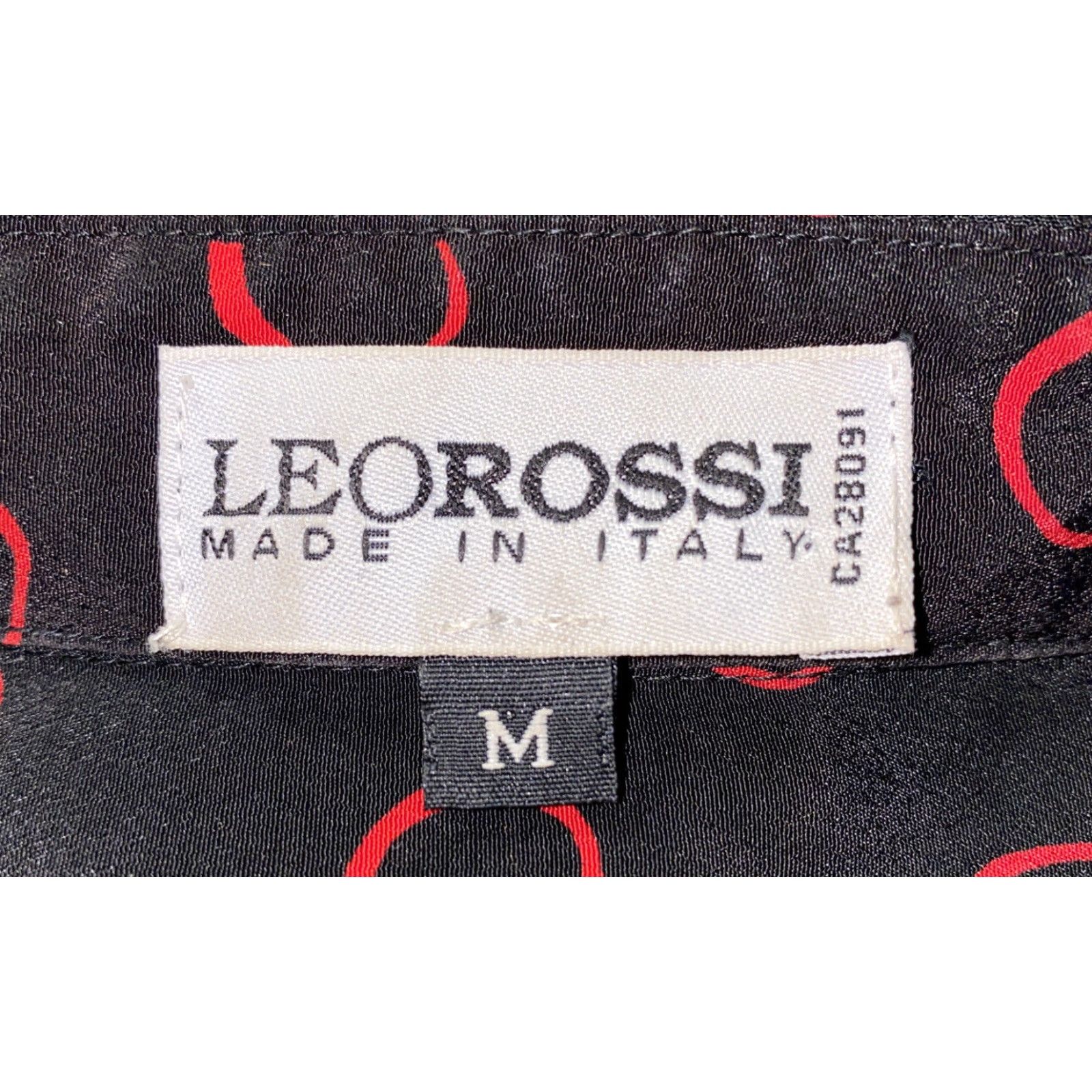 Vintage Leorossi Mens Black/Red Geometric Italian Made Short Sleeve Button Front Shirt M Size US M / EU 48-50 / 2 - 6 Thumbnail
