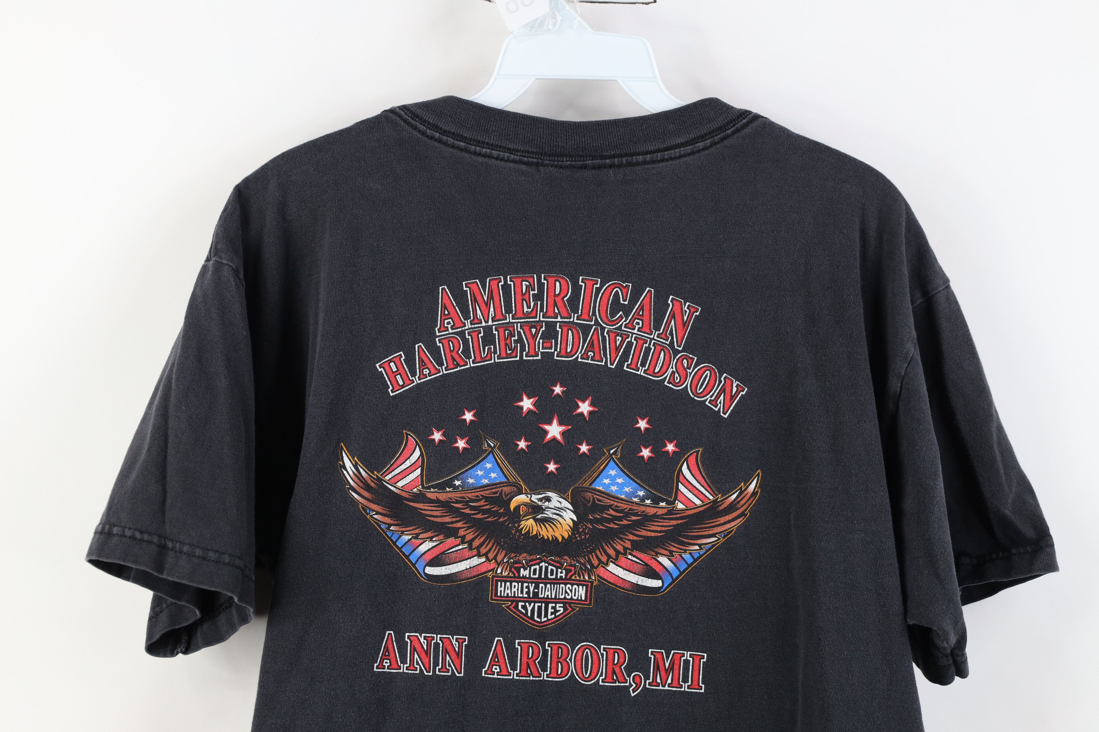 Harley Davidson Vintage Y2k 2002 Harley Davidson Eagle Flag T-Shirt USA Size US L / EU 52-54 / 3 - 13 Thumbnail