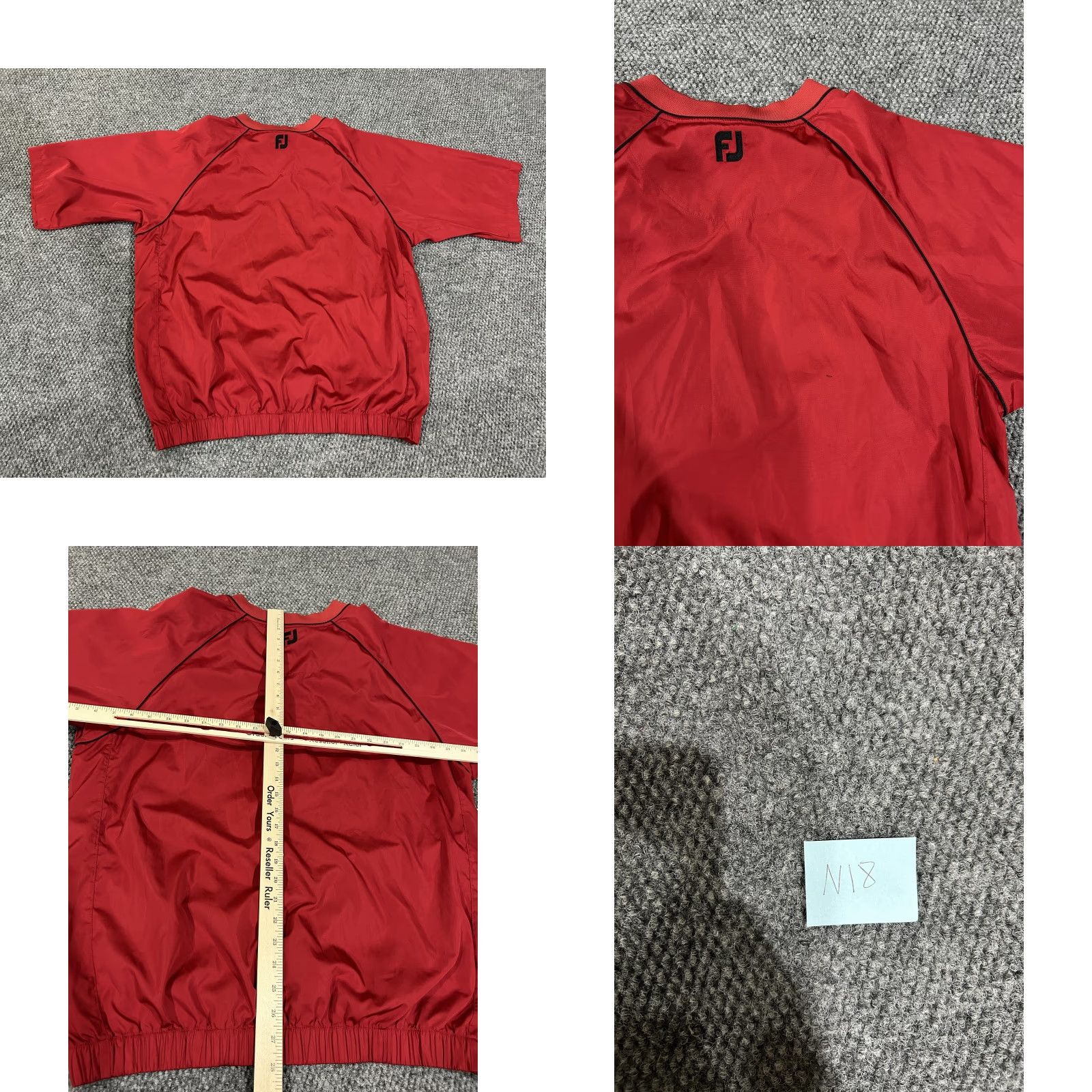 Footjoy FootJoy Jacket Mens Large Red Short Sleeve Windbreaker Pullover V Neck Golf Pockets Elastic Waist Size US L / EU 52-54 / 3 - 8 Thumbnail