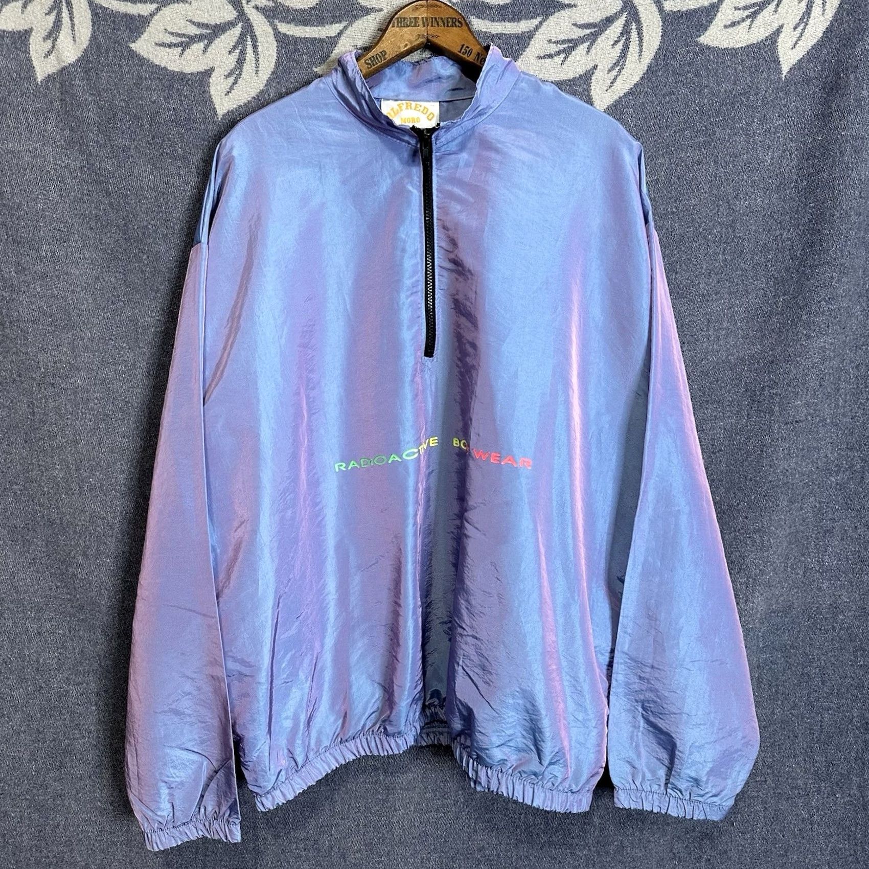 Vintage Alfredo Moro Windbreaker Shirt Men One Size Blue 1/4 Zip Nylon Pit to Pit 30” Length 30” Size US M / EU 48-50 / 2 - 2 Thumbnail