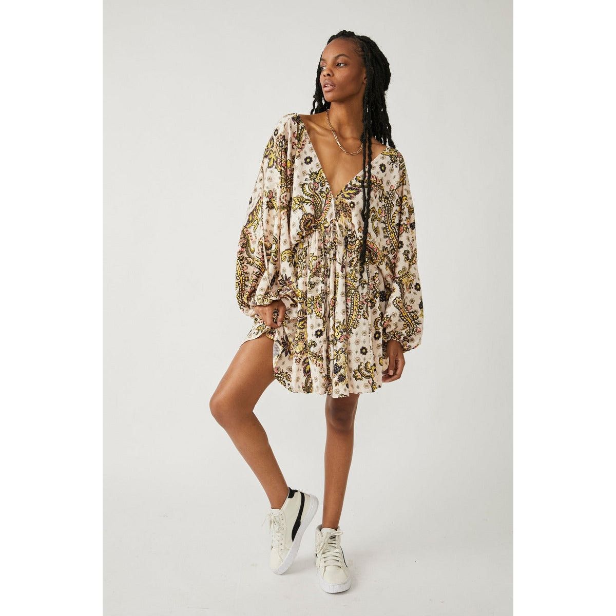 Free People New Free People Arzel Printed Mini Dress $148 X-SMALL Size XS / US 0-2 / IT 36-38 - 4 Thumbnail