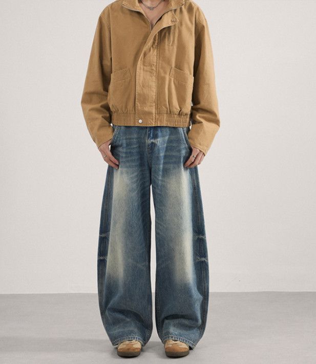 Japanese Brand American high street washed cleanfit wide-leg curved jeans Size US 32 / EU 48 - 1 Thumbnail