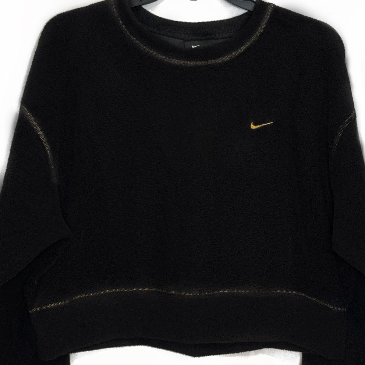 Nike Black & Gold Fuzzy Nike Sweatshirt Size L / US 10 / IT 46 - 1 Thumbnail