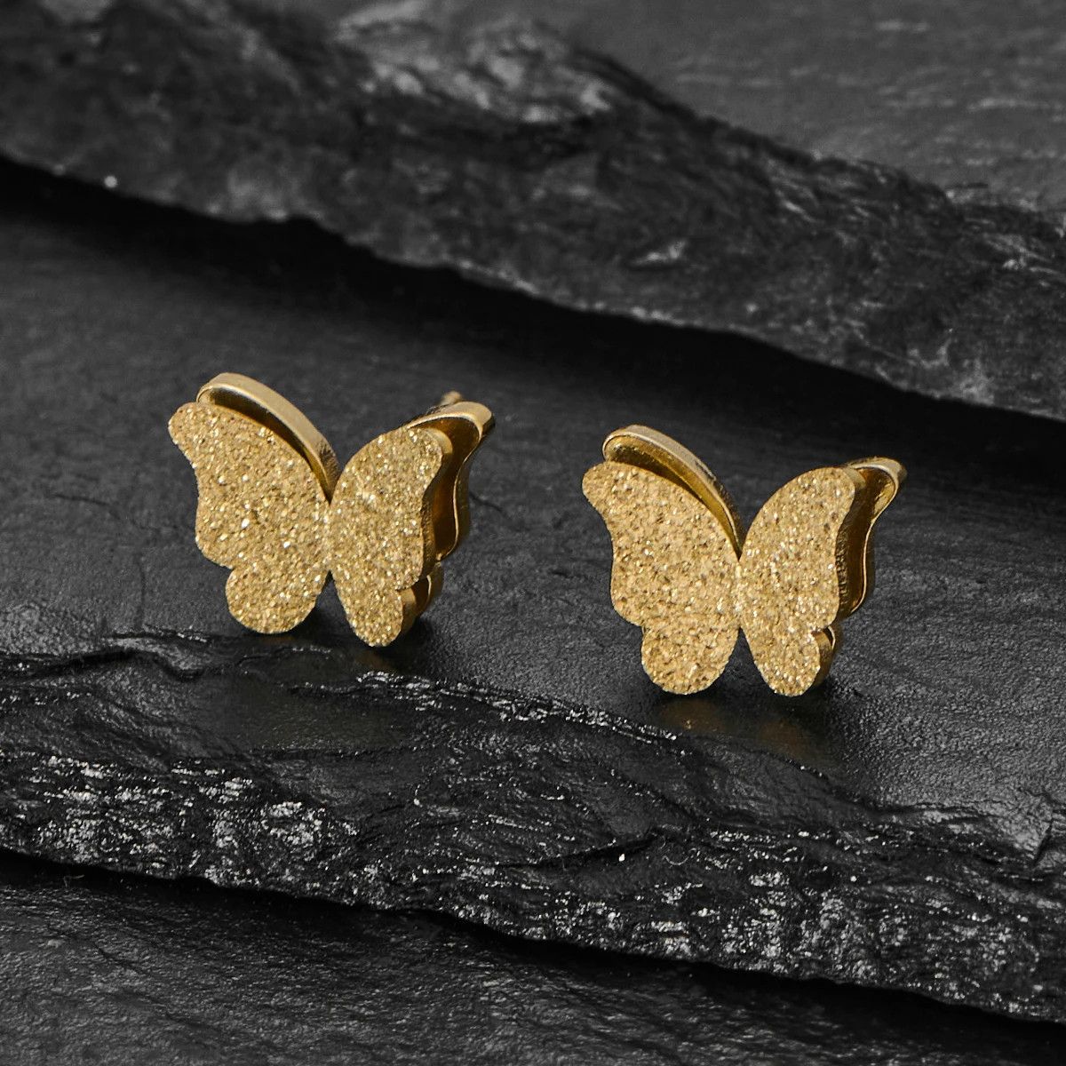 Jewelry Shiny Butterfly Mini Stud Earrings Charm Earring Gift Size ONE SIZE - 3 Thumbnail