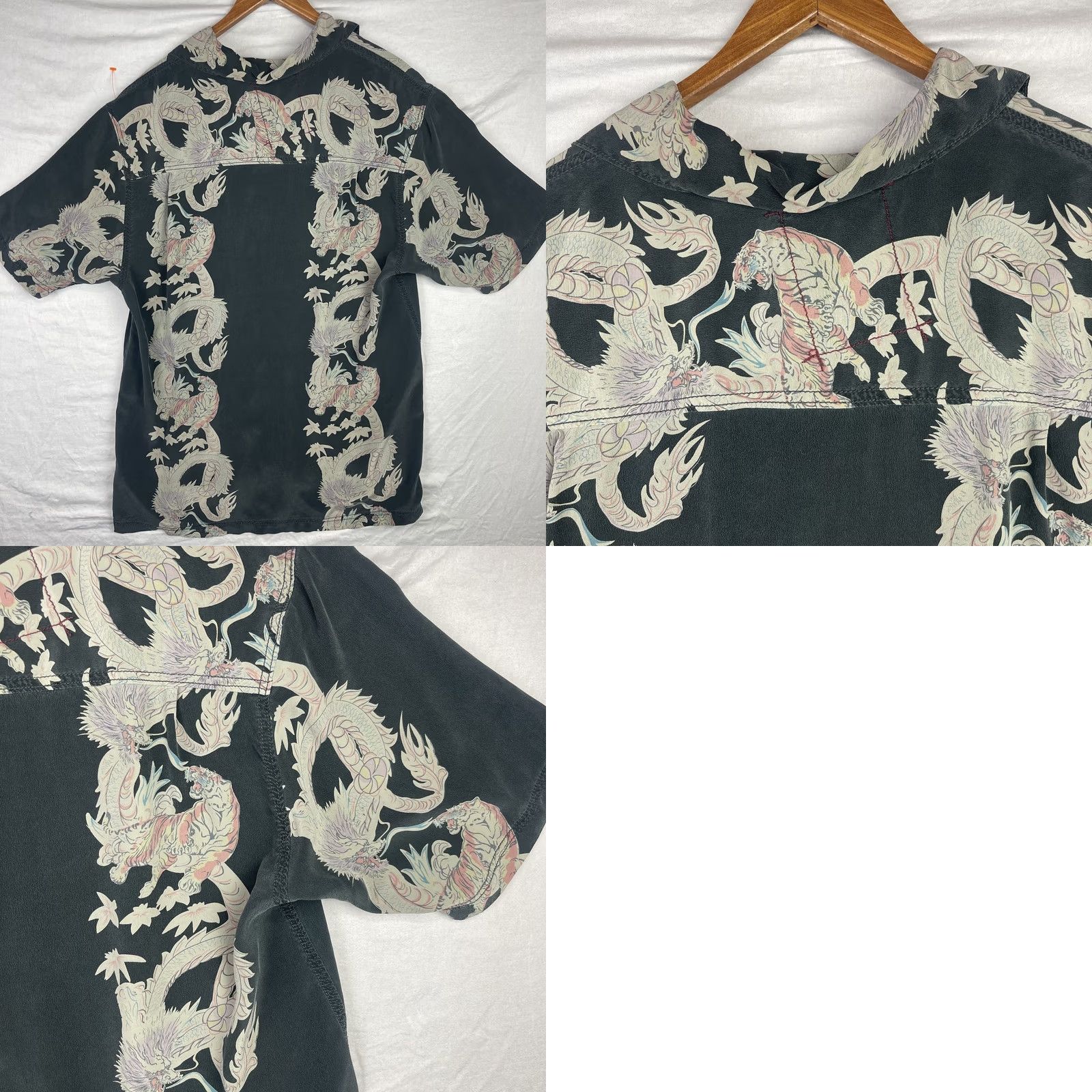 Vintage VINTAGE Z-Brand Shirt Mens Medium Black Japanese Hawaiian Dragon Tiger Art Silk Size US M / EU 48-50 / 2 - 9 Thumbnail