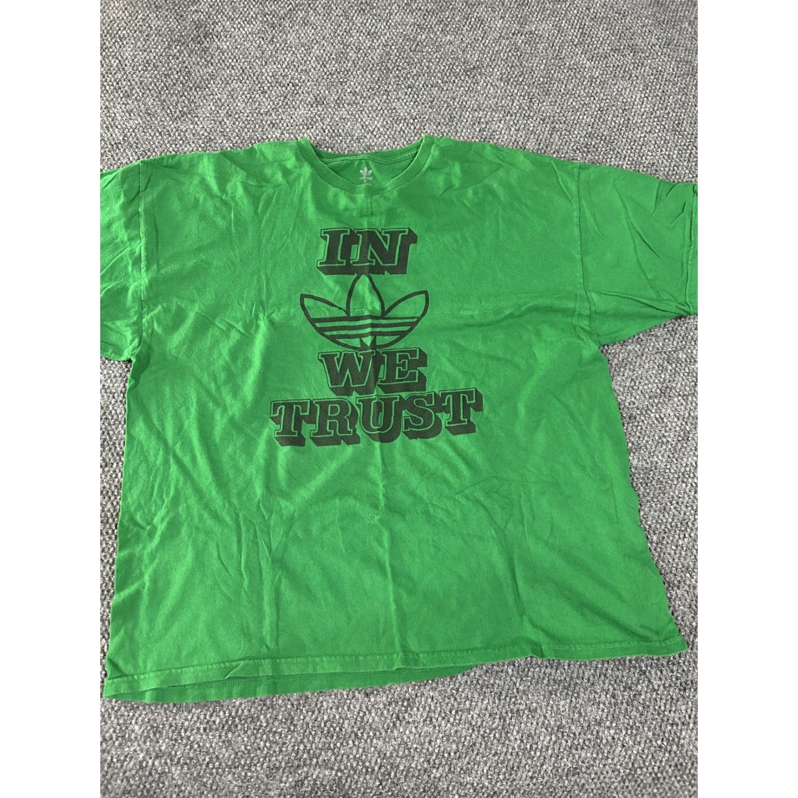 Adidas Adidas Originals Shirt Mens 2XL Green Trefoil In We Trust Graphic Tee Cotton Size US XXL / EU 58 / 5 - 3 Thumbnail