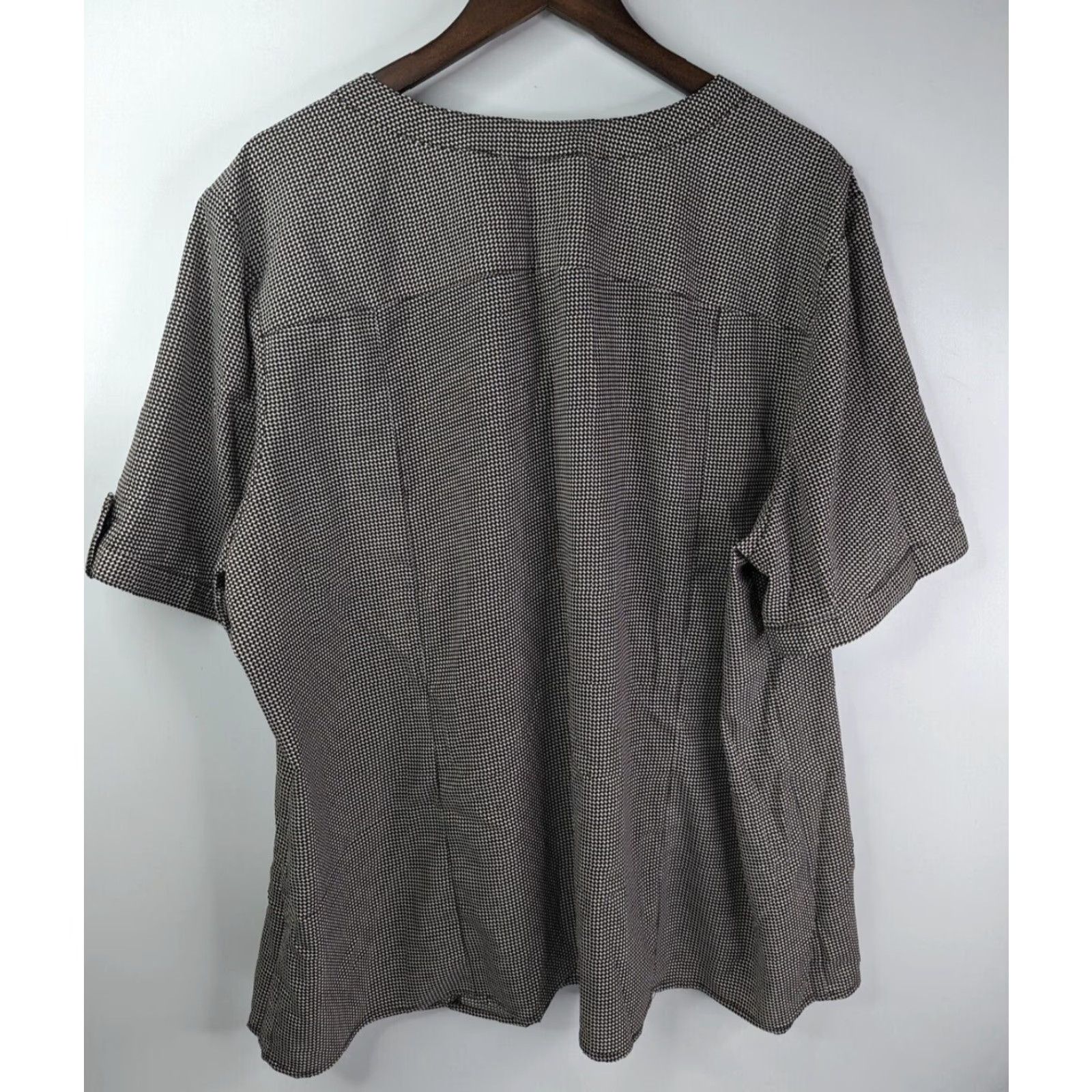 Vintage NWT Maggie Barnes Shirt Womens 2X 22/24 Black Houndstooth Pockets Short Sleeve Size XXL / US 16-18 / IT 52-54 - 2 Thumbnail
