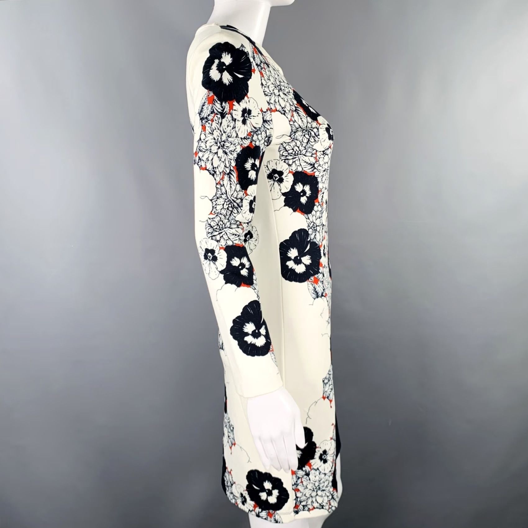Prabal Gurung PRABAL GURUNG Size S Navy Cream Floral Sheath Cocktail Dress Womens Size S / US 4 / IT 40 - 2 Thumbnail