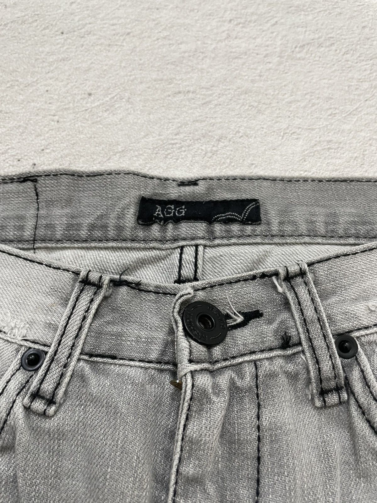 If Six Was Nine 2000s Distressed Rare Grey Denim Washed Jeans Y2K Size US 29 - 4 Thumbnail