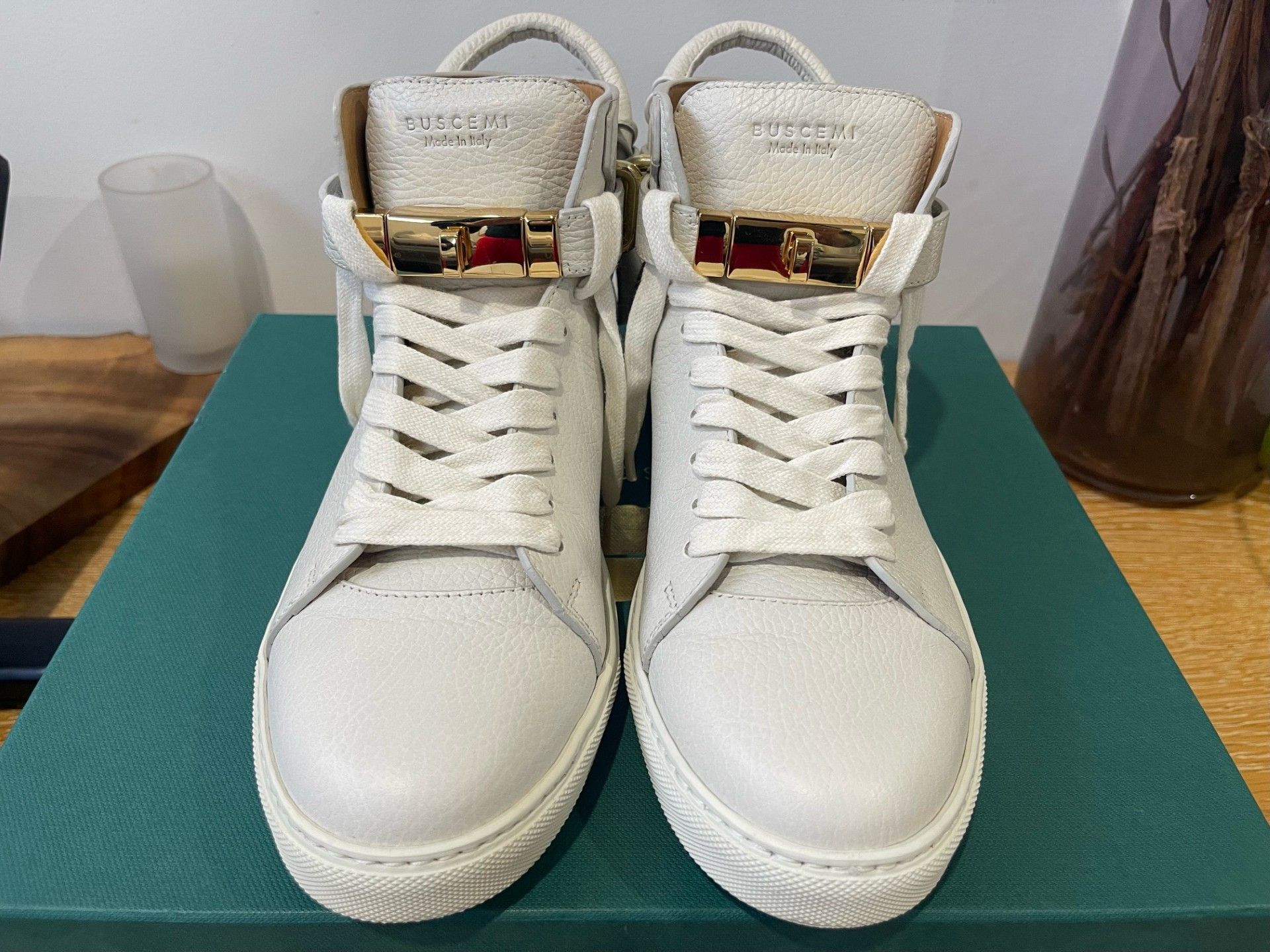 Buscemi white high tops FOR SALE) a pair of Buscemi x En Noir Croc Embossed Cream  main image 3
