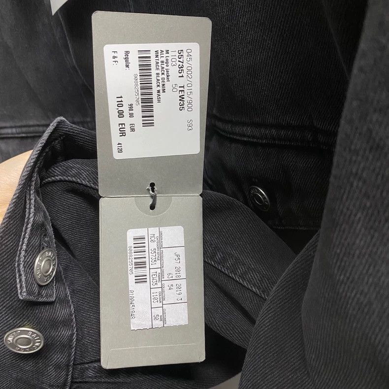Balenciaga Balenciaga Black Green Logo Denim Jacket-2505 Size US L / EU 52-54 / 3 - 6 Thumbnail