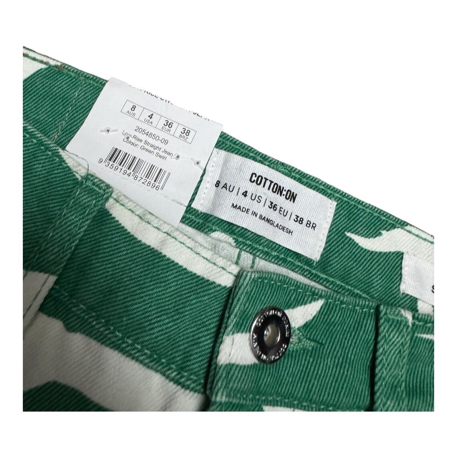 Cotton On Cotton On RECYCLED Low Rise Straight Green Swift Denim Jeans Size 27" / US 4 / IT 40 - 3 Thumbnail
