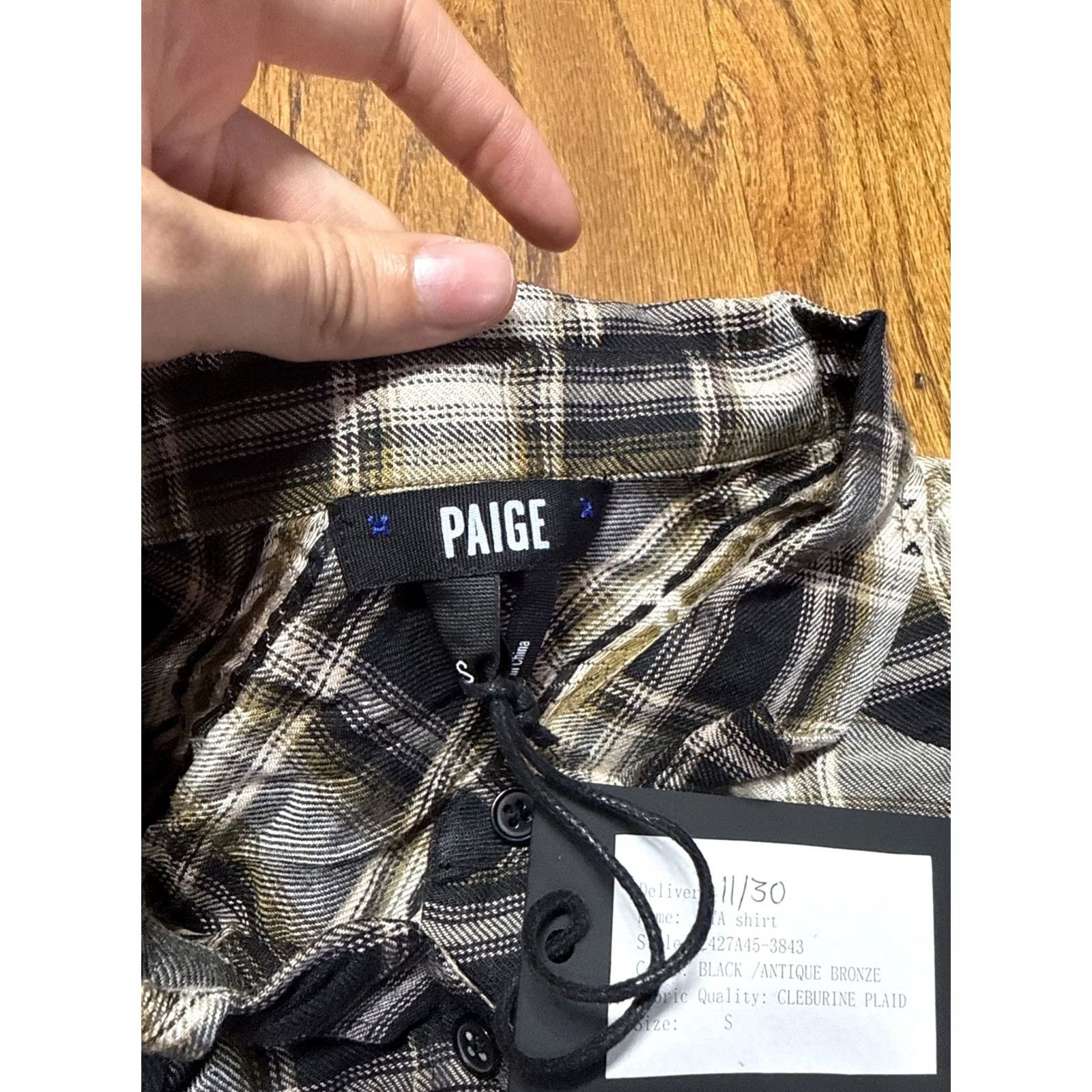 Paige Paige Shirt Blouse S Womens Multicolor Plaid Long Sleeve Tie C21 Size S / US 4 / IT 40 - 4 Thumbnail