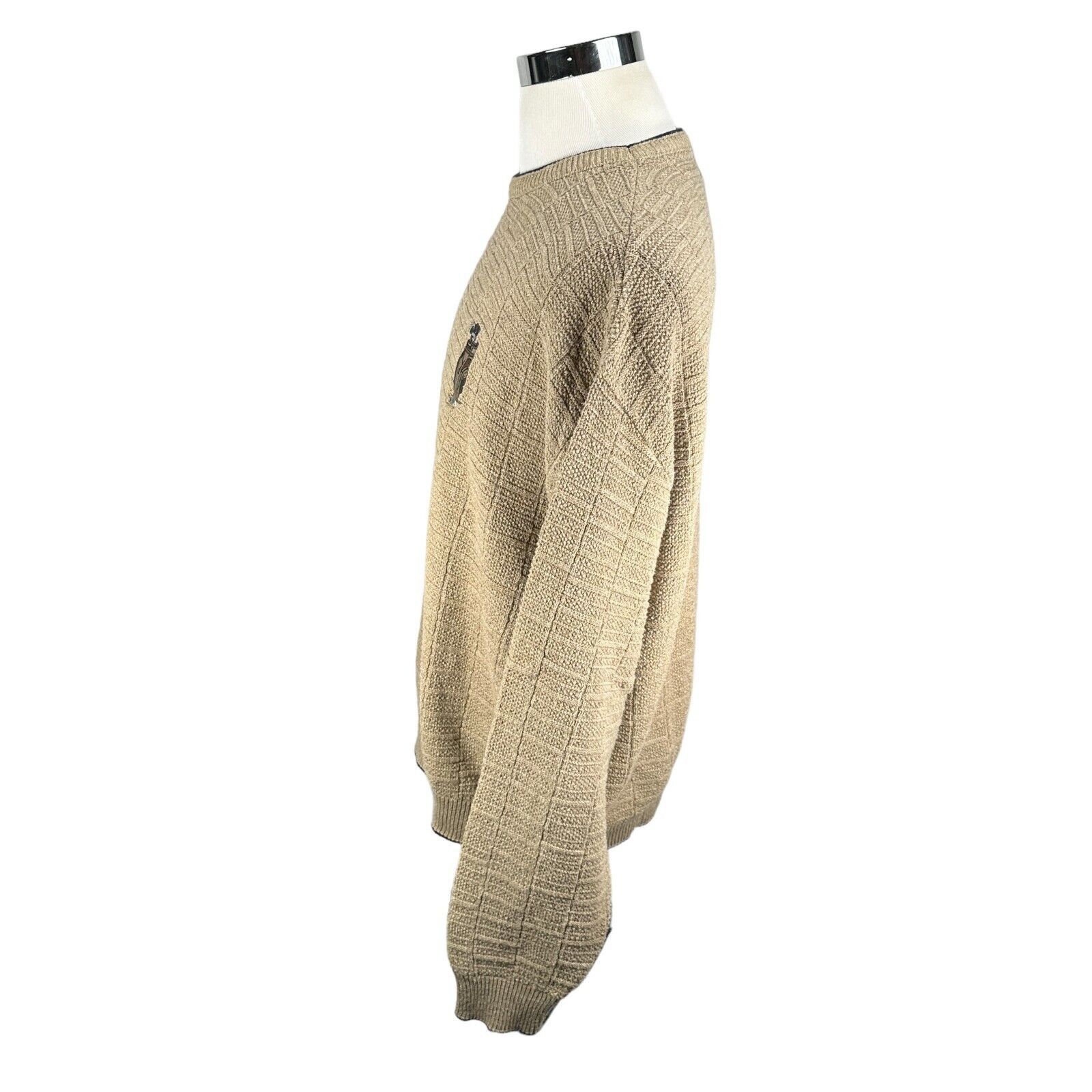 The Unbranded Brand Vintage Fairway Sweater Men's XL Beige Knit Cotton Crew Neck Size US XL / EU 56 / 4 - 4 Thumbnail