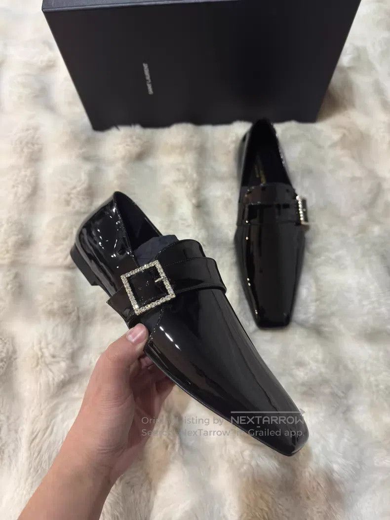 Saint Laurent Paris Saint Laurent Paris Crystal Buckle Loafers Leather Shoes Size US 9 / EU 42 - 4 Thumbnail