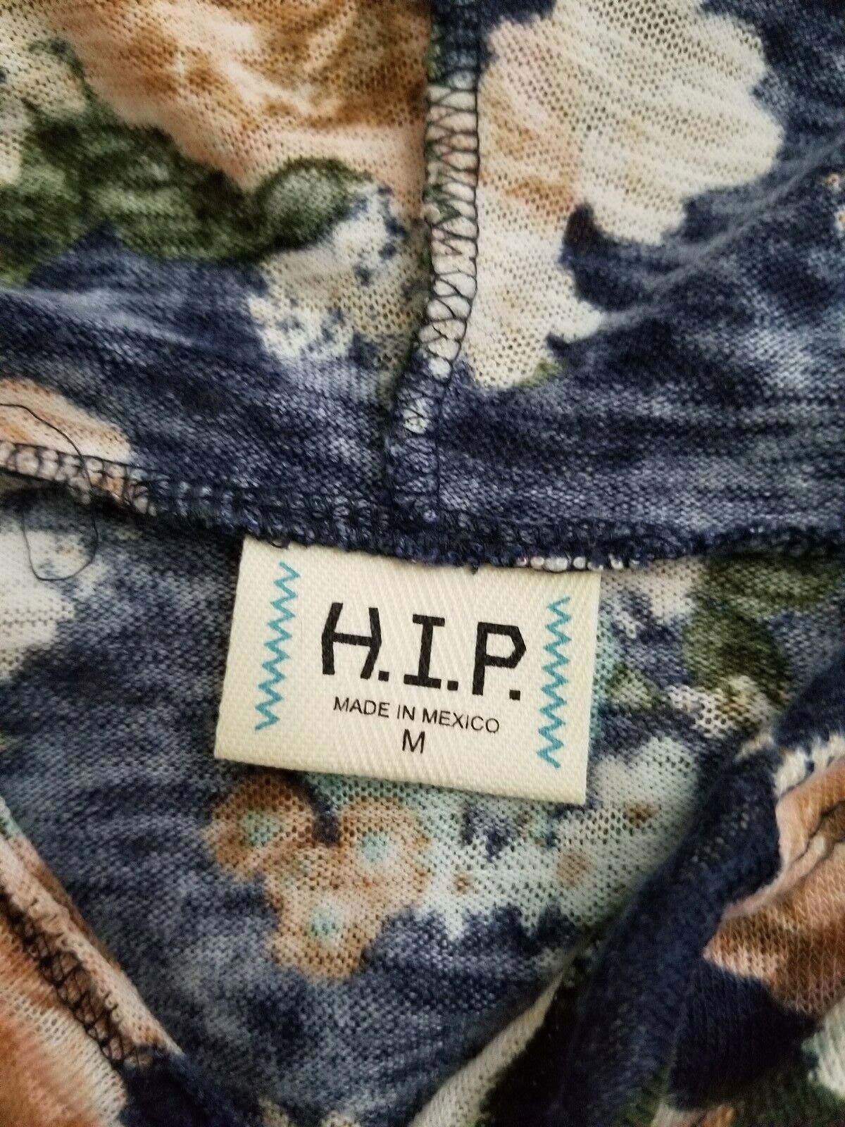 Designer Hip Top Medium Cowl Neck Blue Floral 3/4 Sleeve Side Slits Size M / US 6-8 / IT 42-44 - 3 Thumbnail