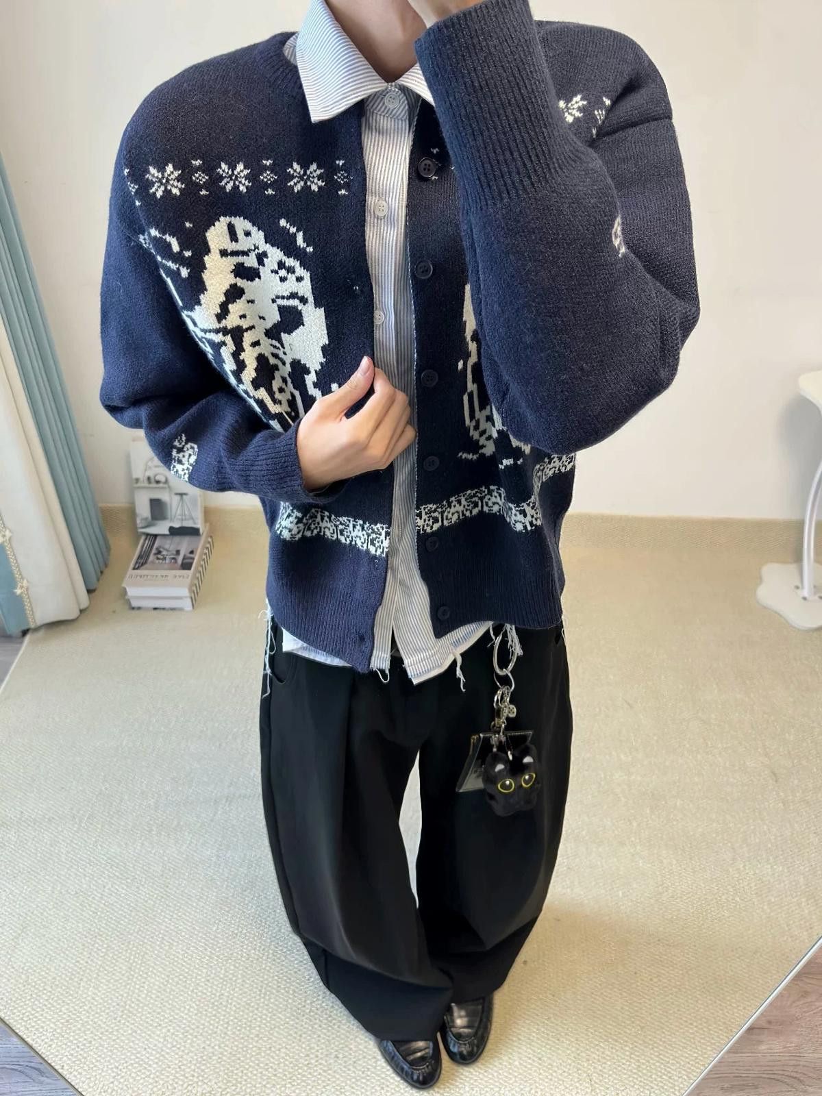 Other 1000G Fair Isle Cardigan | Polar Fleece Heavy Chunky Knit Size US L / EU 52-54 / 3 - 3 Thumbnail