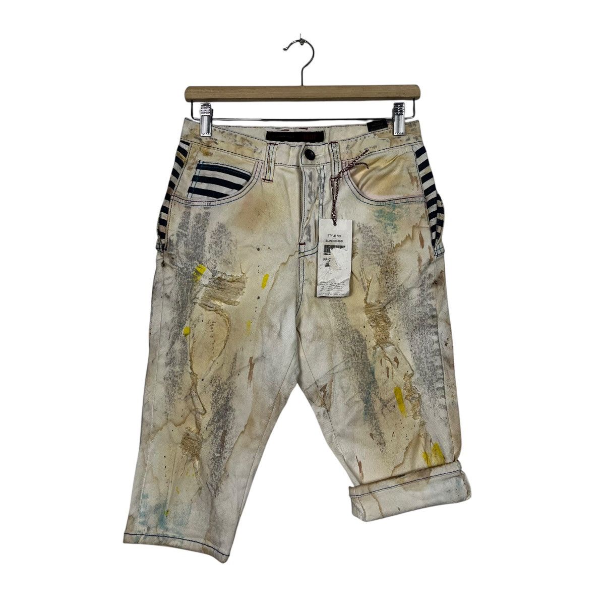 Seditionaries Vintage ILDE Distressed Motive Short Denim Jeans Size 28" / US 6 / IT 42 - 11 Thumbnail