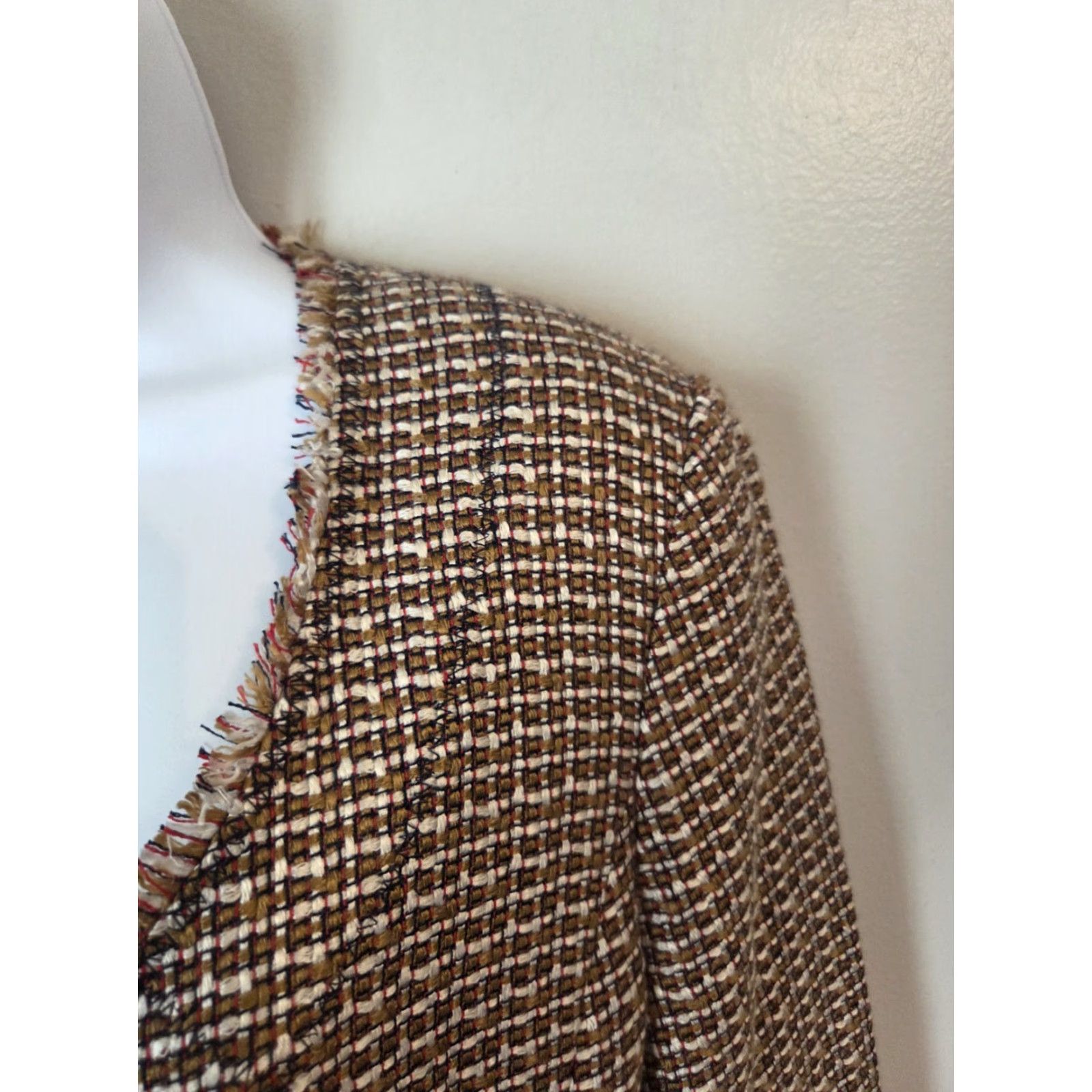 Ellen Tracy Ellen Tracy Blazer Jacket Wool Checkered Tweed Full Zip M Brown Womens Jacket Size M / US 6-8 / IT 42-44 - 3 Thumbnail