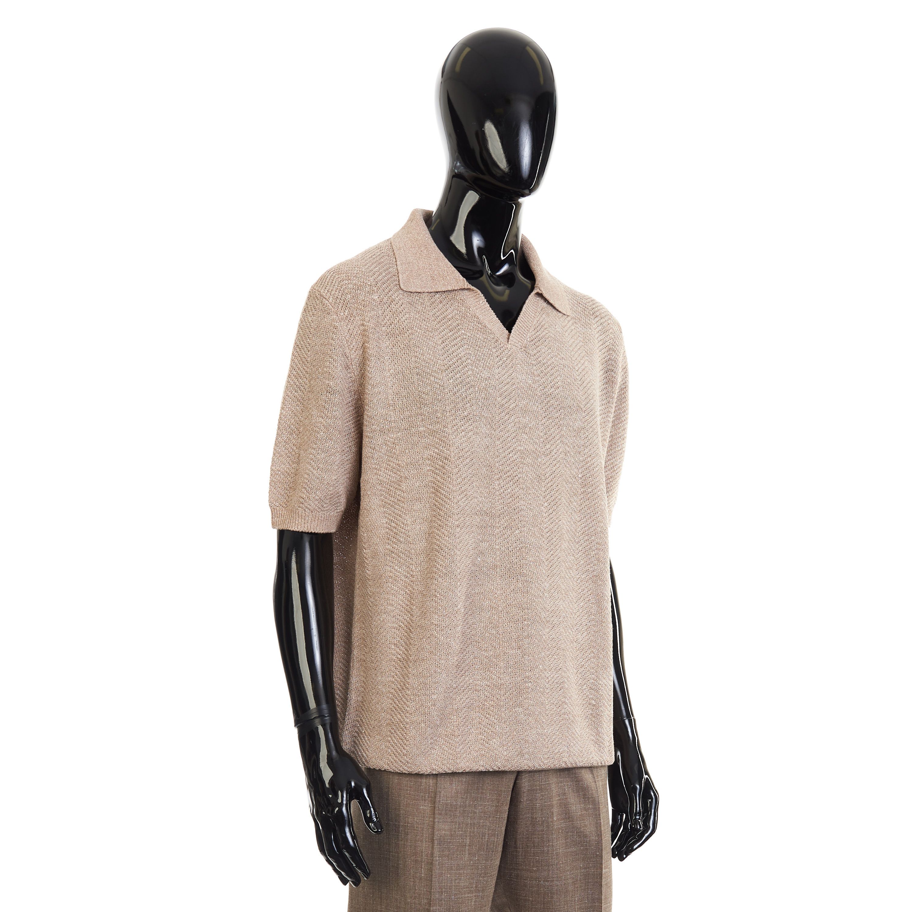Other Brett Johnson Silk & Linen Polo Shirt, Herringbone Knit Size US M / EU 48-50 / 2 - 4 Thumbnail
