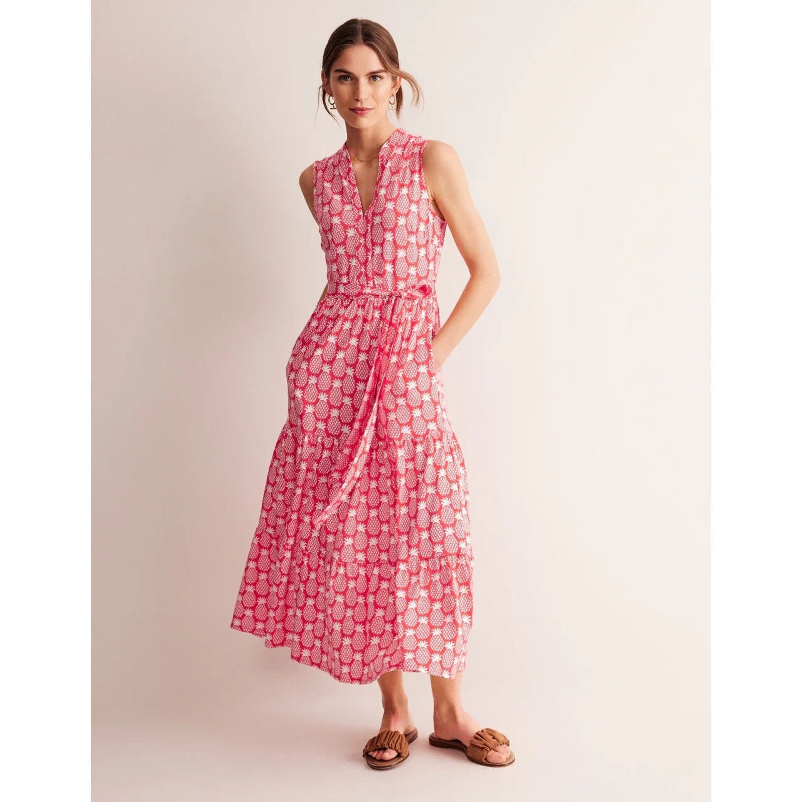 white christmas dresses Notch Neck Jersey Maxi Dress-Granita main image 1