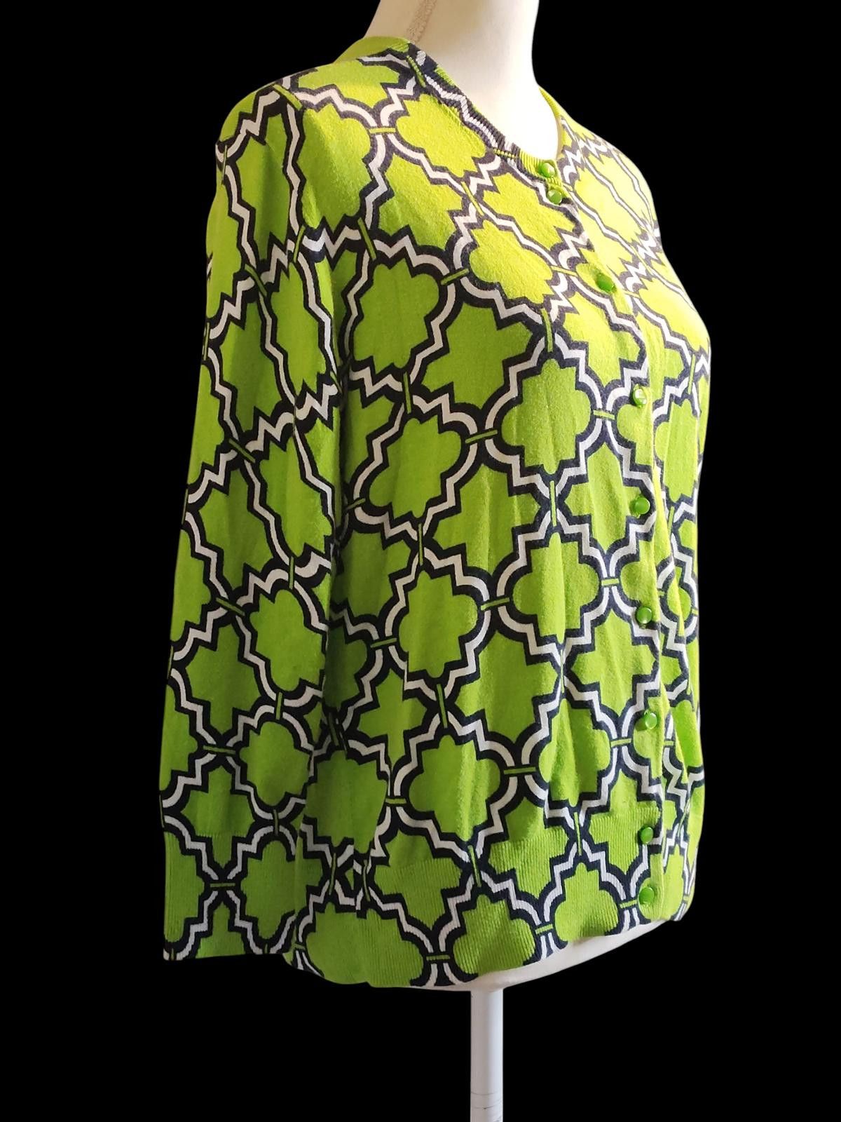 Other Crown & Ivy Green Patterned Women's Cardigan Jacket Size XL / US 12-14 / IT 48-50 - 4 Thumbnail