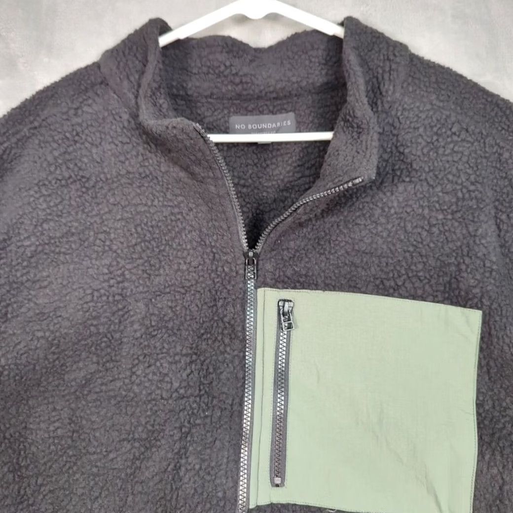 Vintage No Boundaries Jacket Mens 2XL Black Oversized Sherpa Full Zip NWT Size US XXL / EU 58 / 5 - 7 Thumbnail