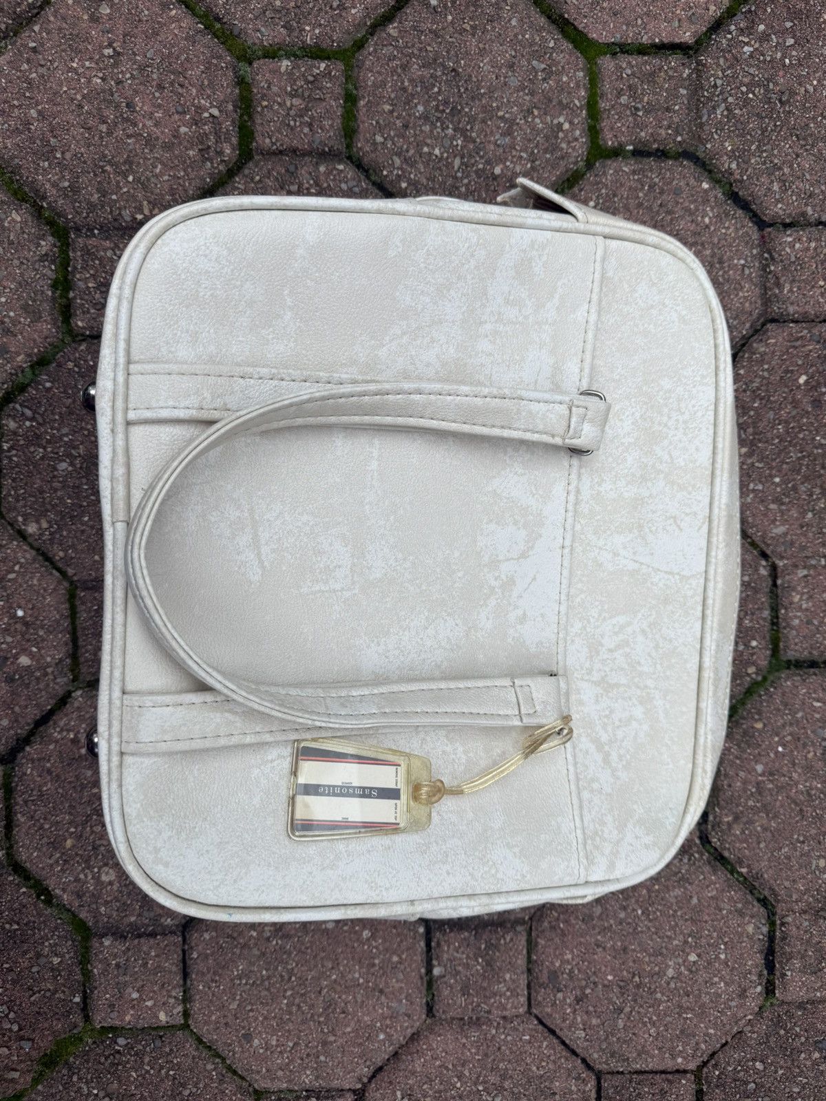 Vintage White Marble Leather Bag 1970s Zipper Detail made in Denver Size ONE SIZE - 3 Thumbnail