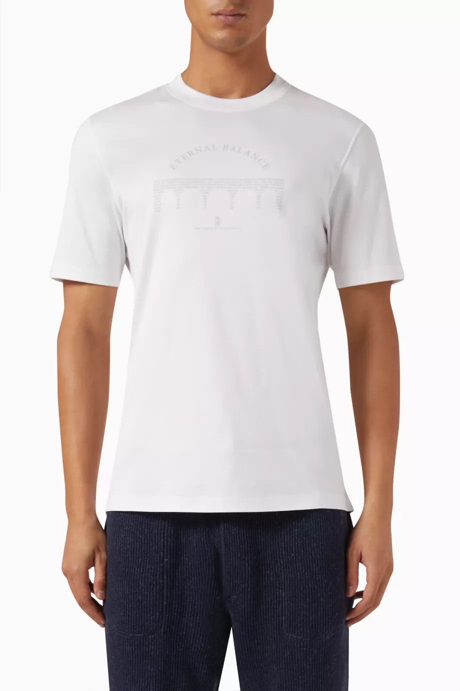 Brunello Cucinelli o1y0526 Crewneck T-Shirt in White Size US S / EU 44-46 / 1 - 1 Thumbnail