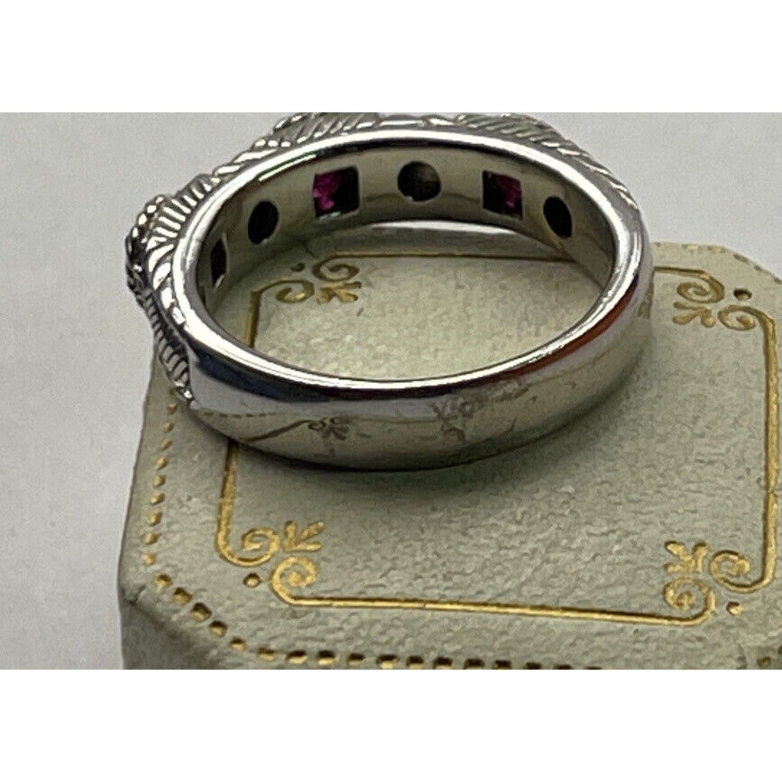 Vintage Judith Ripka Sterling Silver 925 Ruby Ring Band Size 9 Size ONE SIZE - 10 Thumbnail