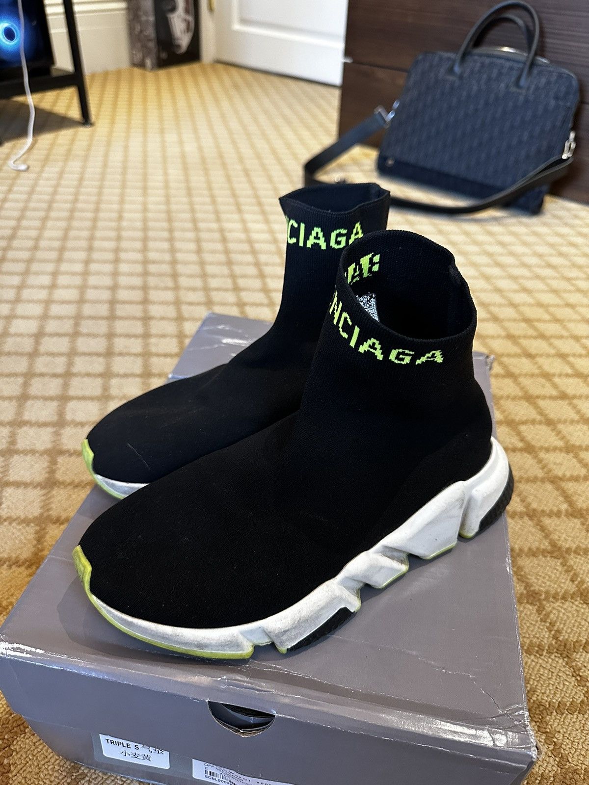 Balenciaga Balenciaga Speed Black Yellow | Grailed