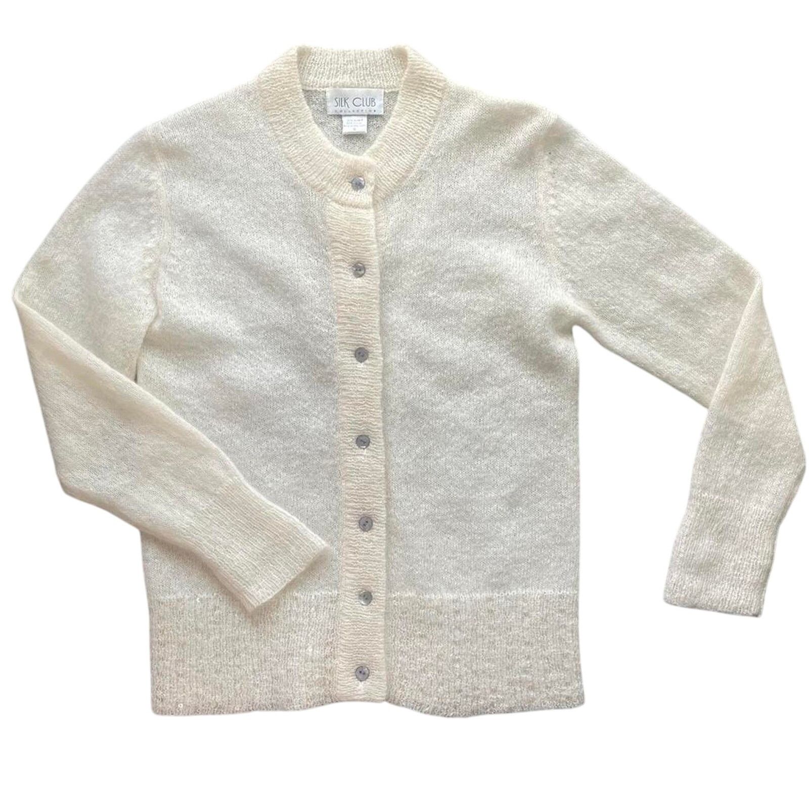 Vintage Vintage Cream and Sequin Mohair cardigan from Silk Club. Size S / US 4 / IT 40 - 1 Thumbnail
