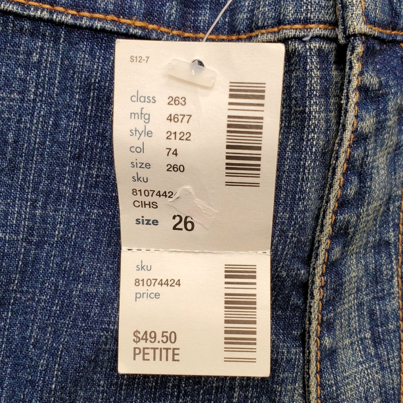 Denime Venezia Jeans Womens 26WP Blue Denim Straight 5-Pocket Petite Regular Size: 26WP Womens Color: Blue Grunge Style Low Waist Stretch Size 26" / US 2 / IT 38 - 7 Thumbnail