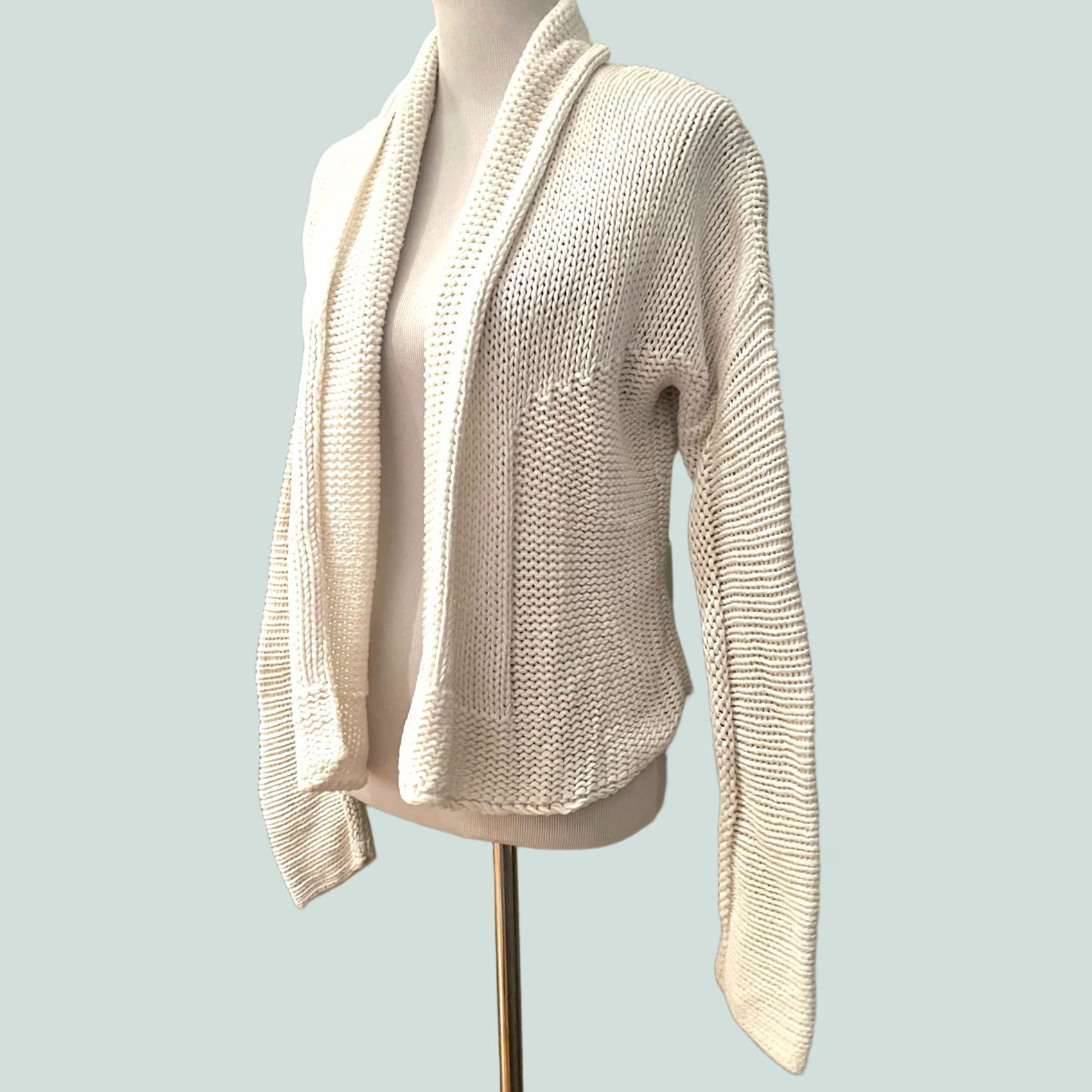 Nine West Nine West Women's Cardigan Open Front Chunky Knit Cotton Blend M White Sweater Knit Womens 90s? Size M / US 6-8 / IT 42-44 - 1 Thumbnail