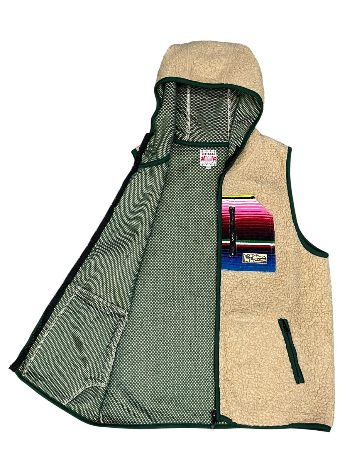 Native Vintage TITICACA Serape Stripe Faux Sherpa Hoodie Vest Size US M / EU 48-50 / 2 - 4 Thumbnail