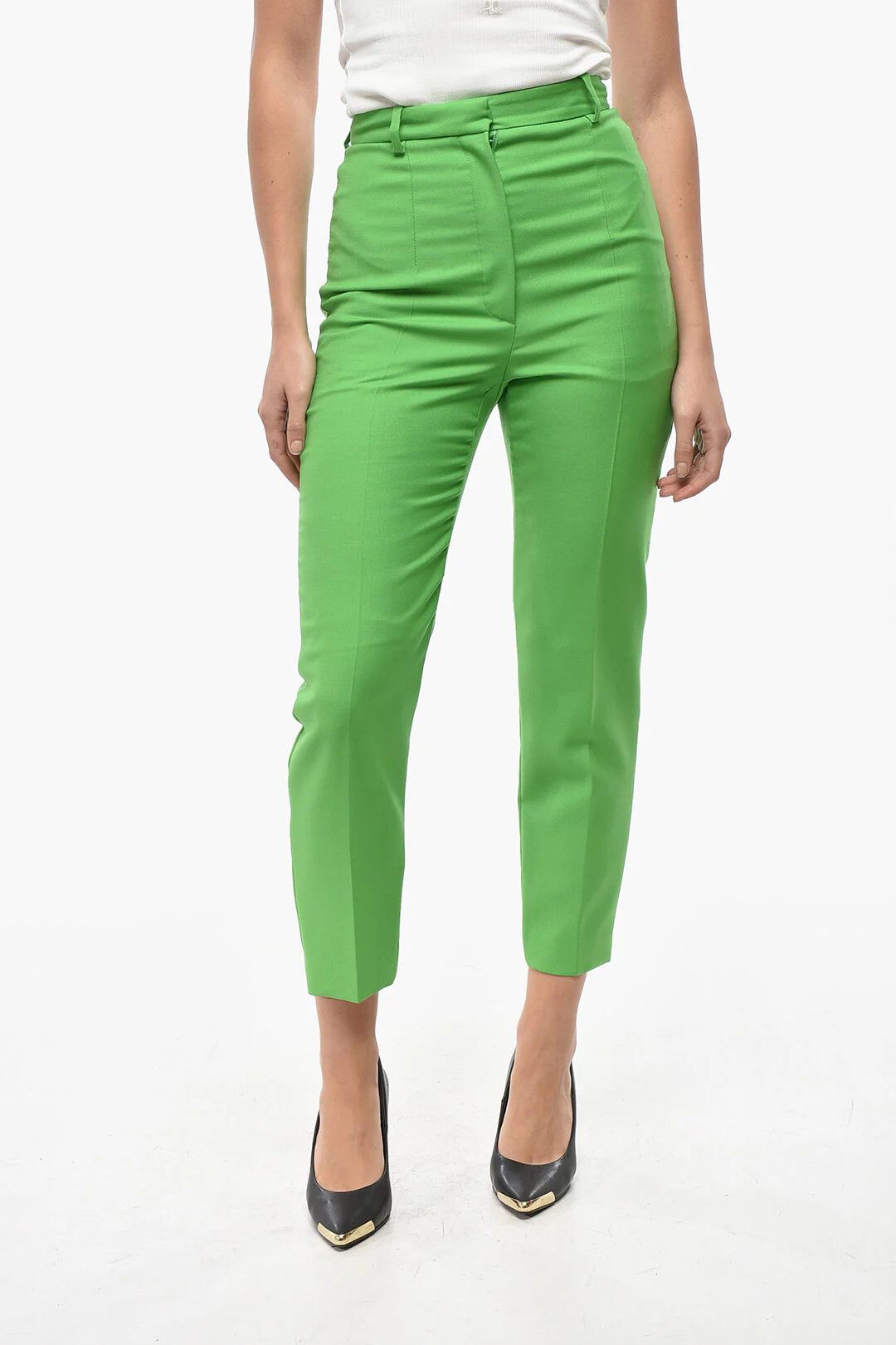 Alexander McQueen og1mm0426 Wool-Blend Cigarette Pant in Green Size 27" / US 4 / IT 40 - 1 Thumbnail