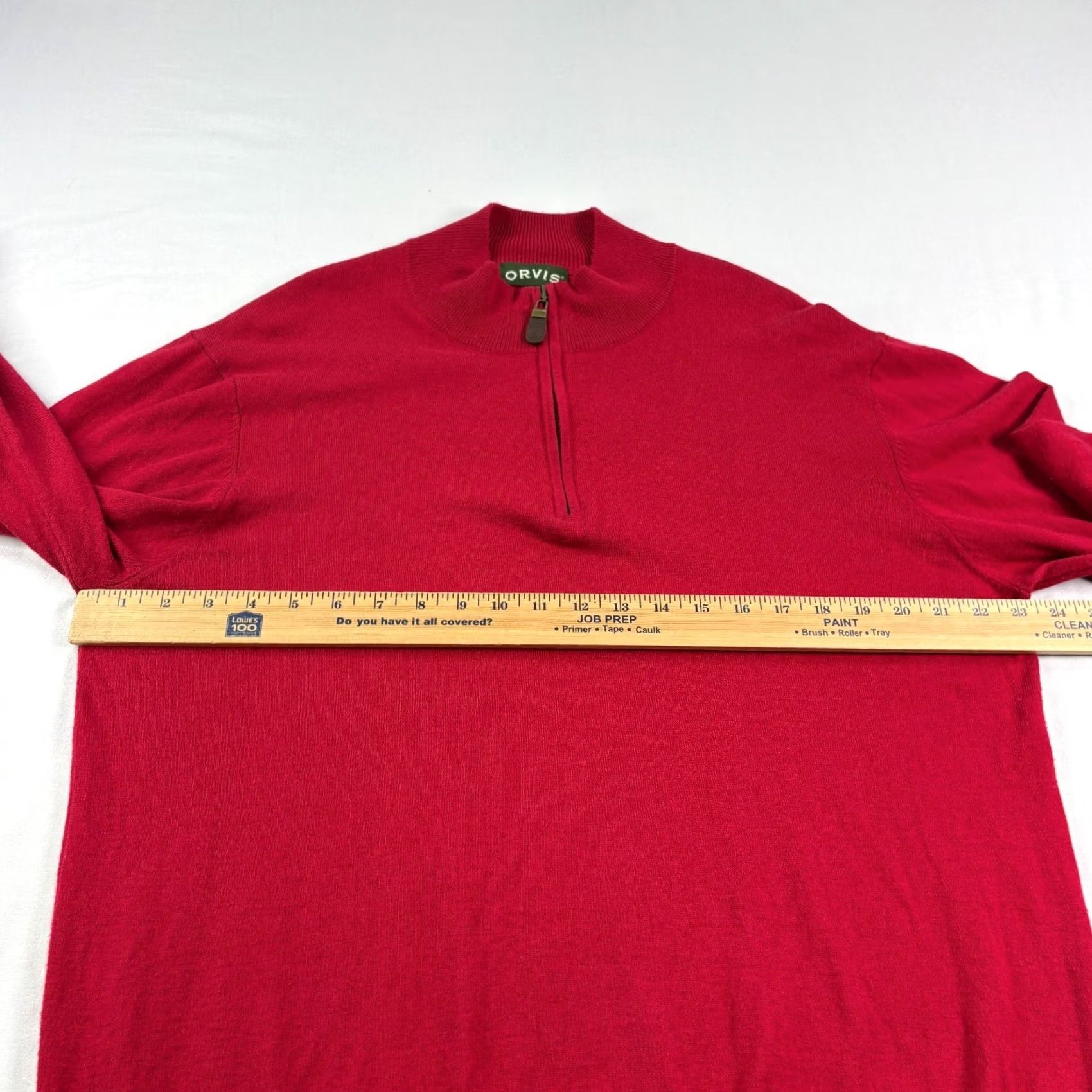 Orvis Orvis Sweater Pullover Mens Large Red 1/4 Zip Mock Neck Cotton Silk Blend Stretch Preppy Regular Fit Size US L / EU 52-54 / 3 - 5 Thumbnail