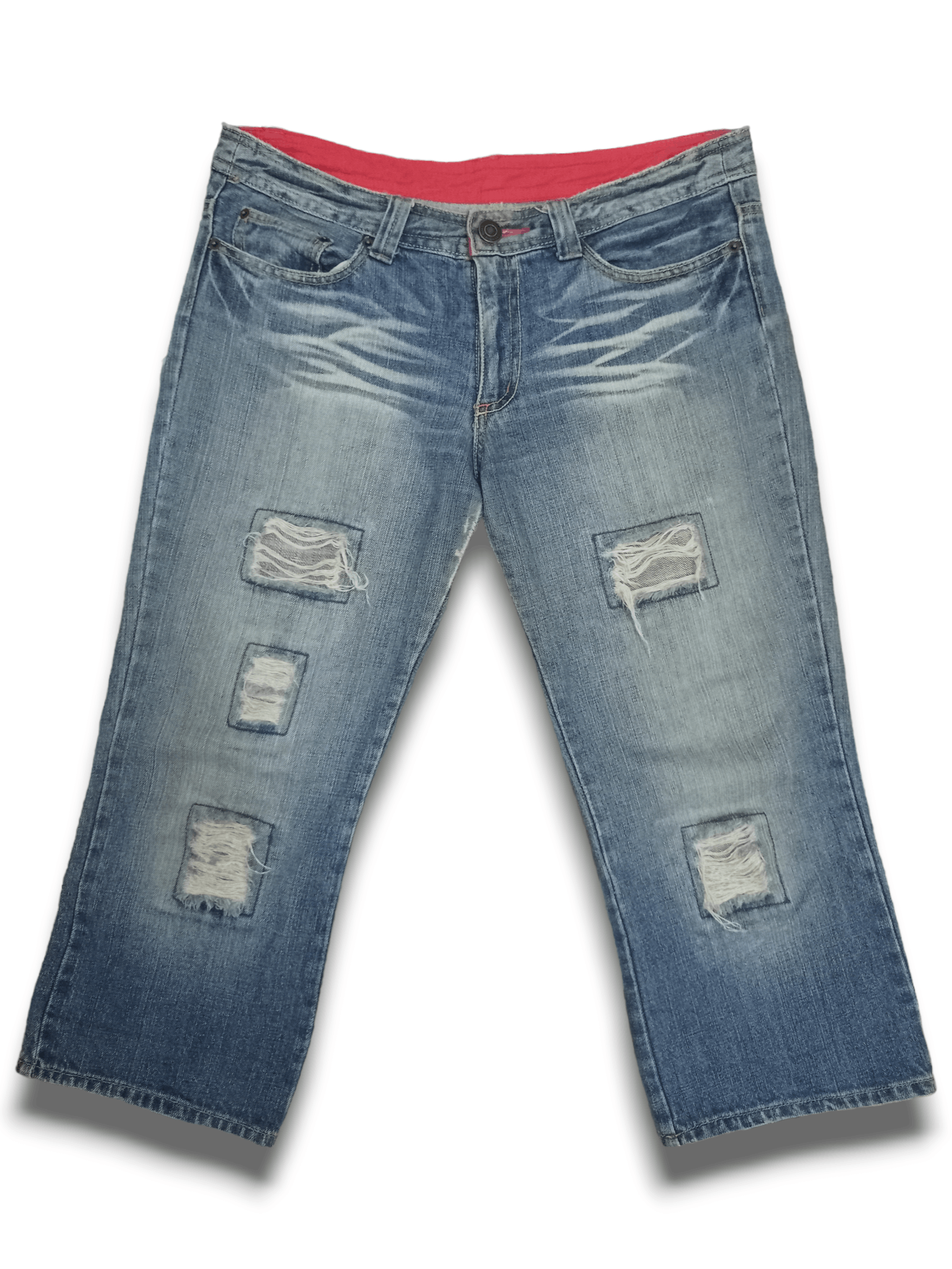 Japanese Brand Vintage Japanese Brand Blue Wash Distress Baggy Jean Shorts Size US 34 / EU 50 - 3 Thumbnail