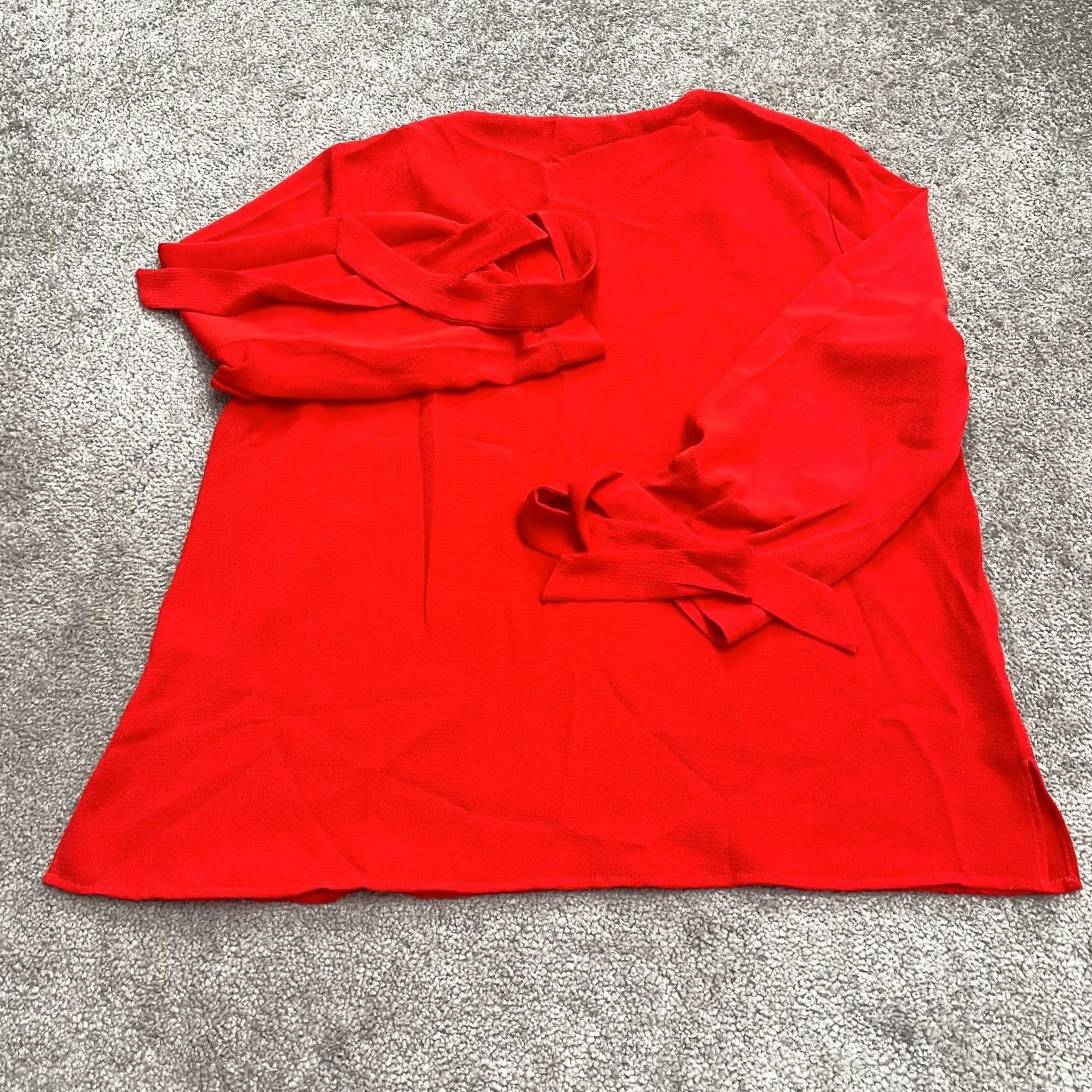 Vintage Cece Blouse Shirt Womens L Red Long Sleeve V-Neck Tie Tunic Casual Work Size L / US 10 / IT 46 - 3 Thumbnail