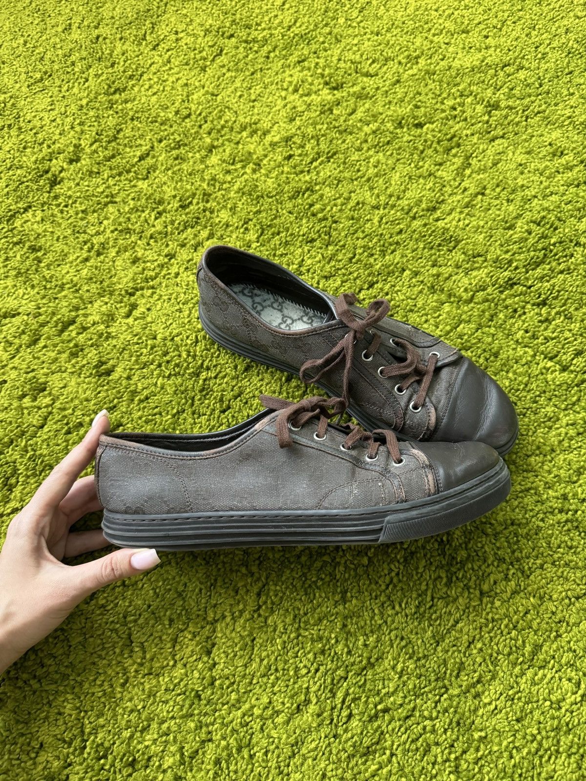 Designer × Gucci Gucci GG monogram leather sneakers Size US 8 / EU 41 - 10 Thumbnail
