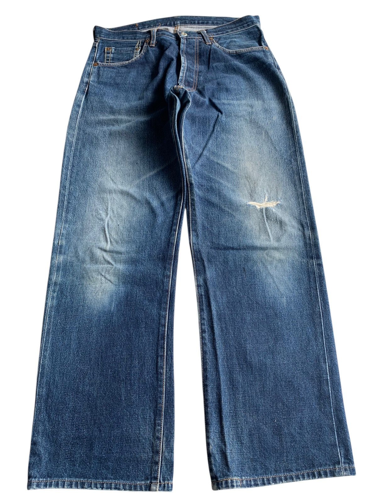 Japanese Brand × Jean Unknown Japanese Selvedge Button Fly Distressed Denim Size US 34 / EU 50 - 3 Thumbnail
