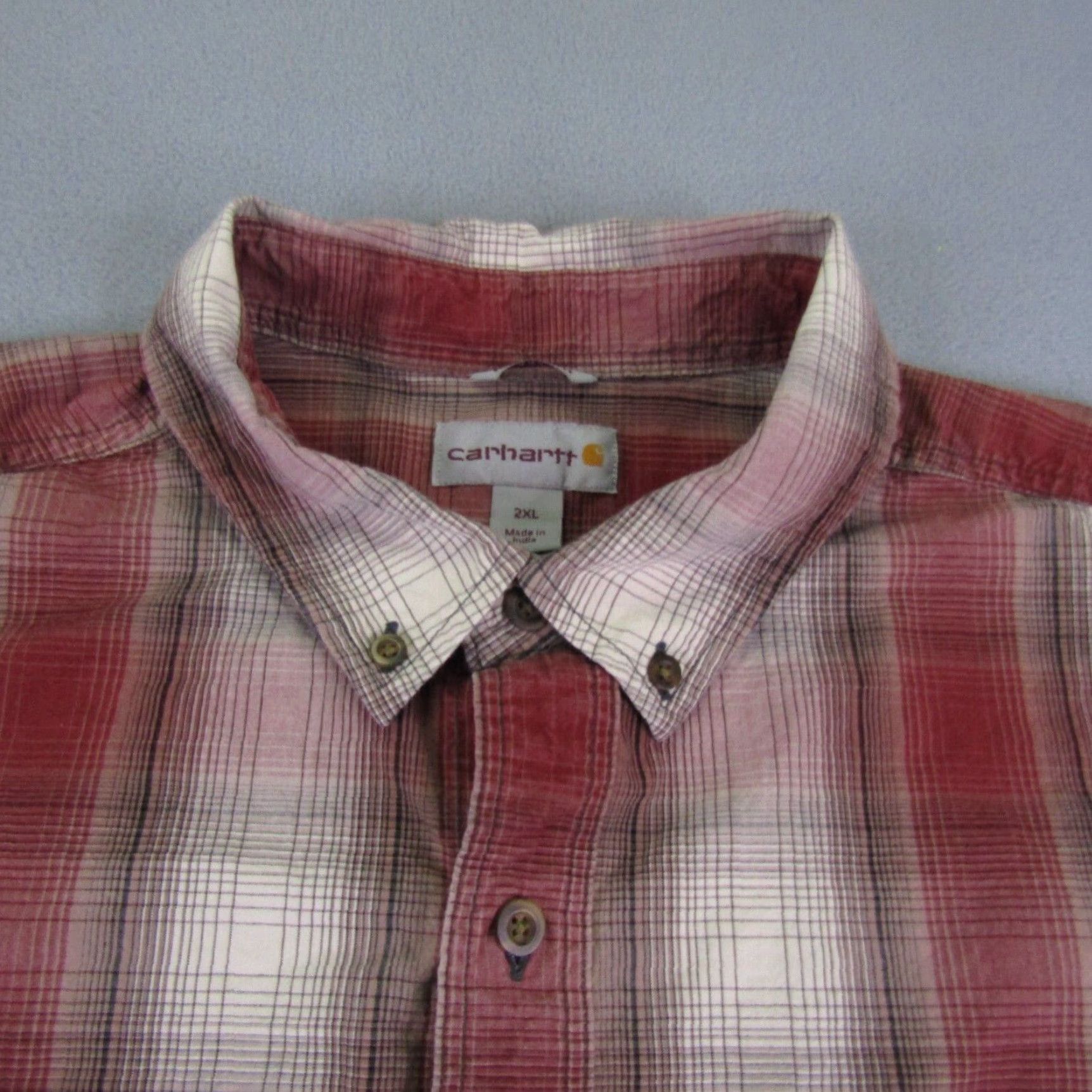 Carhartt VINTAGE Carhartt Button-Up Shirt Mens 2XL Red Plaid Relaxed Fit Short Sleeve Utility Button-Down Collared Size US XXL / EU 58 / 5 - 2 Thumbnail